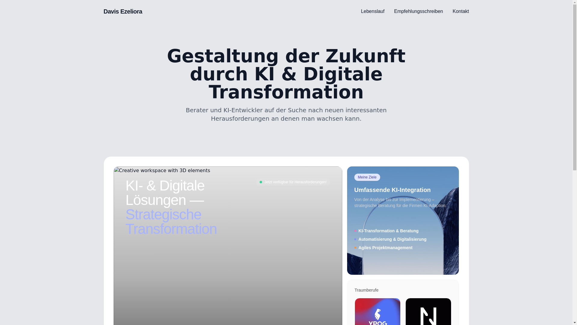 website screenshot of https://davis-ezeliora.de/