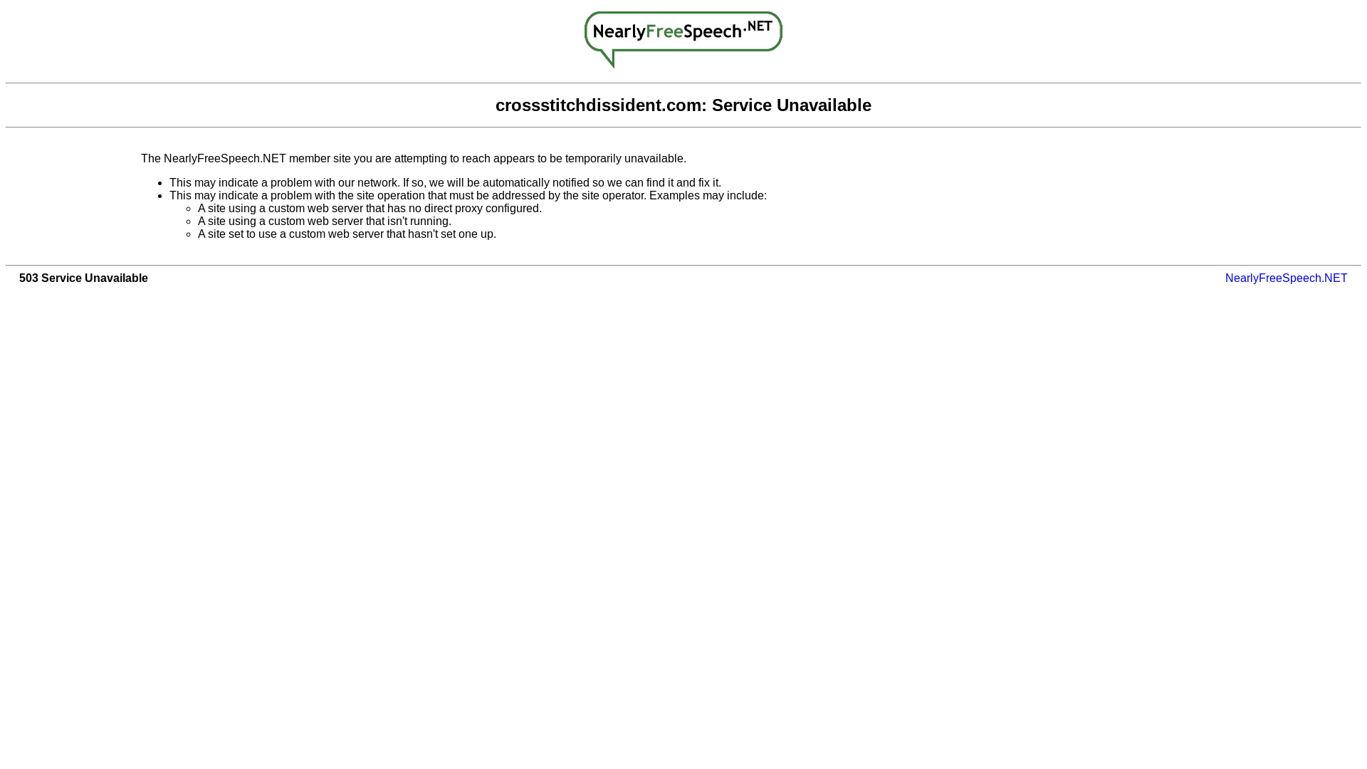 website screenshot of https://crossstitchdissident.com/