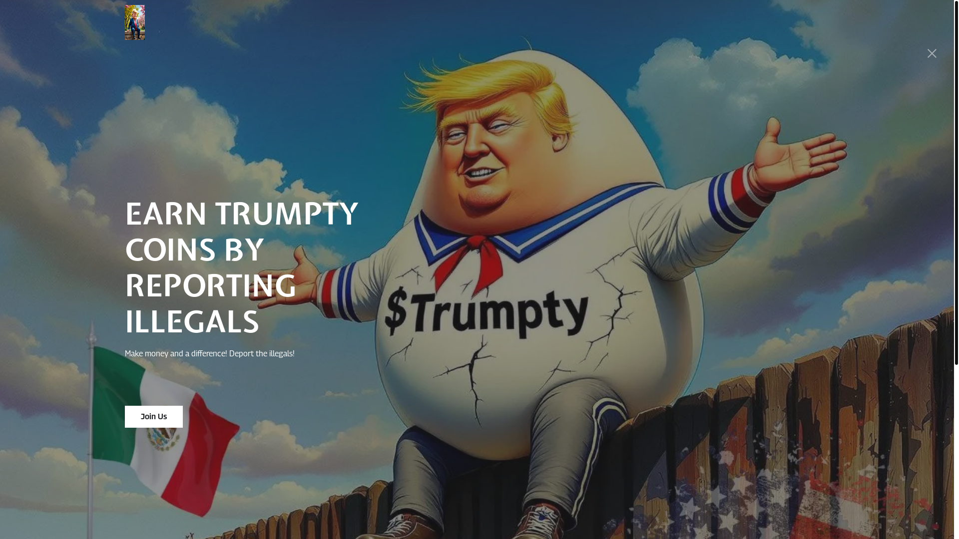 website screenshot of https://trumptycoin.com/