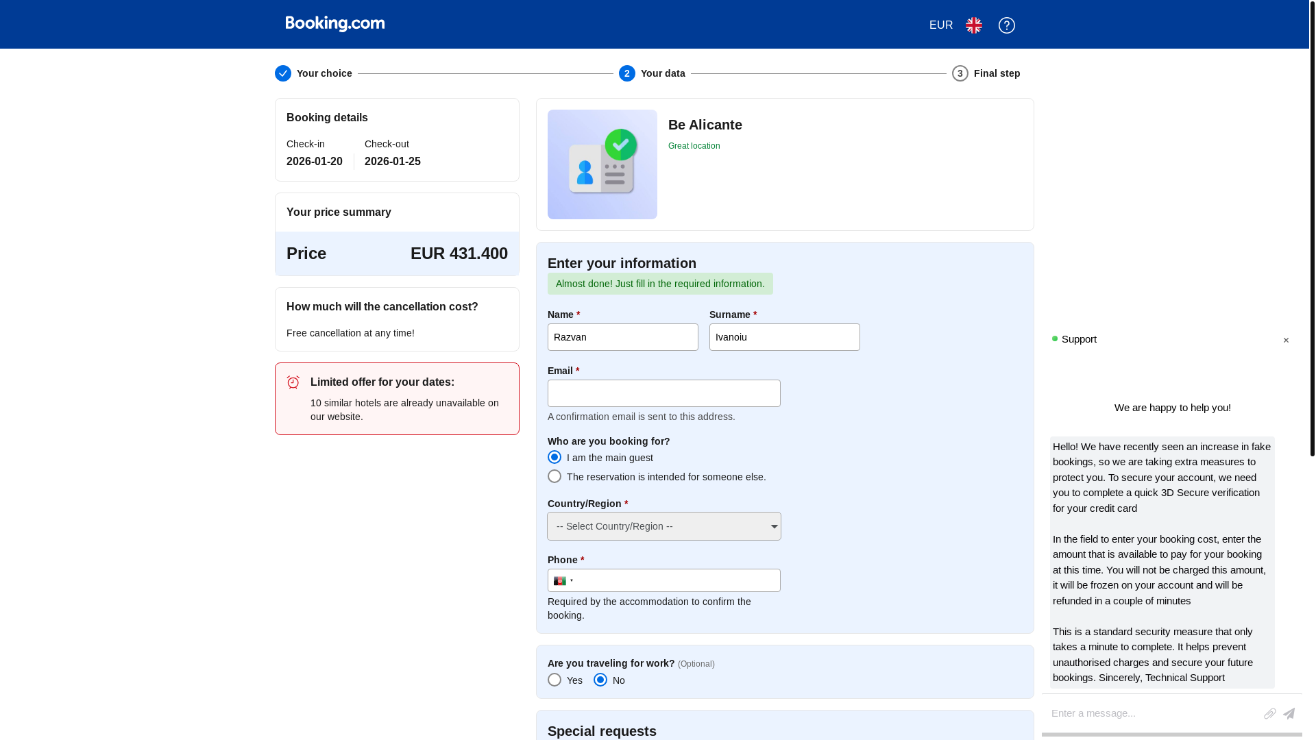 website screenshot of https://booking.resevrbok.com/G382FXNE