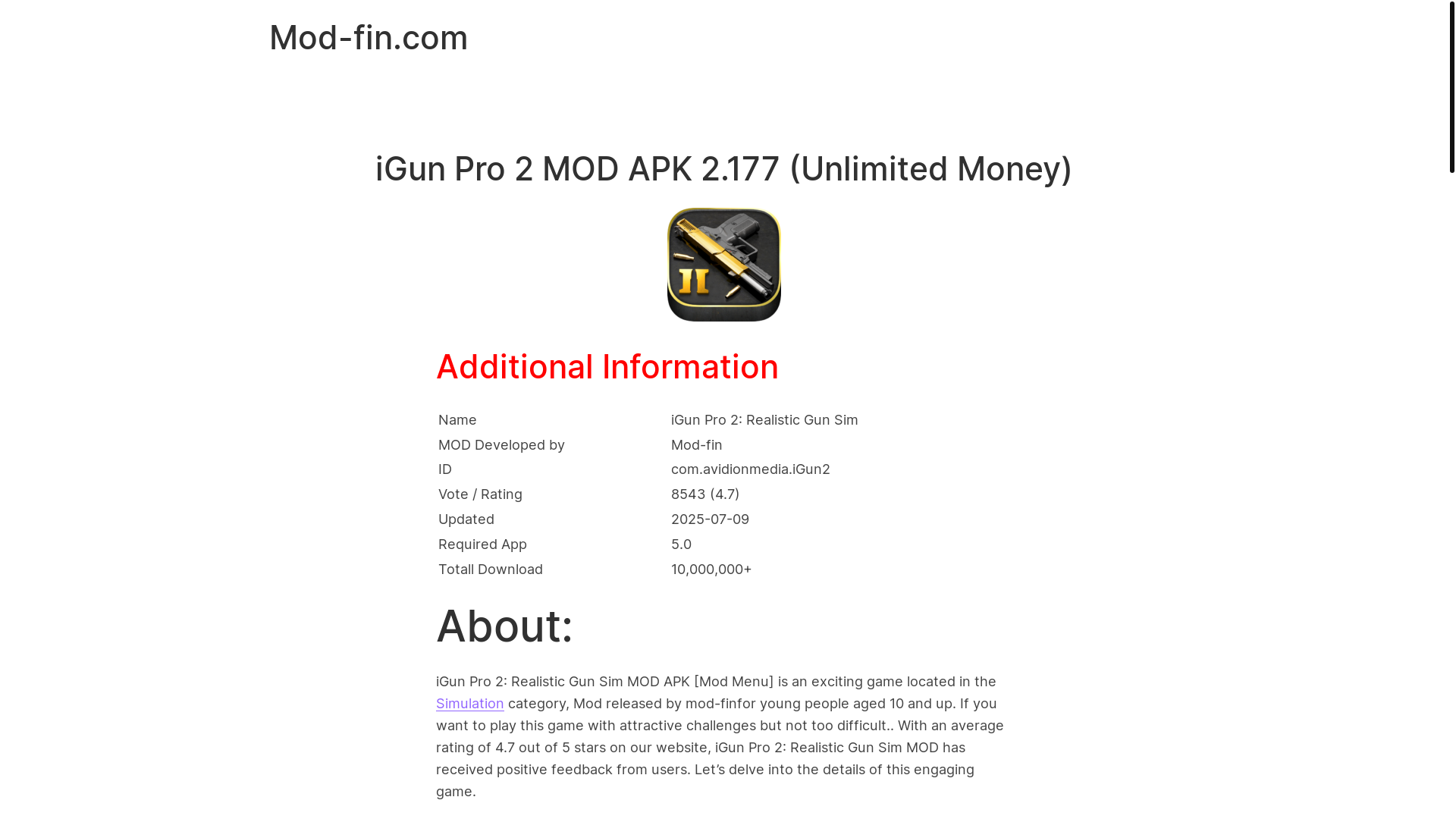 website screenshot of https://mod-fin.com/igun-pro-2/