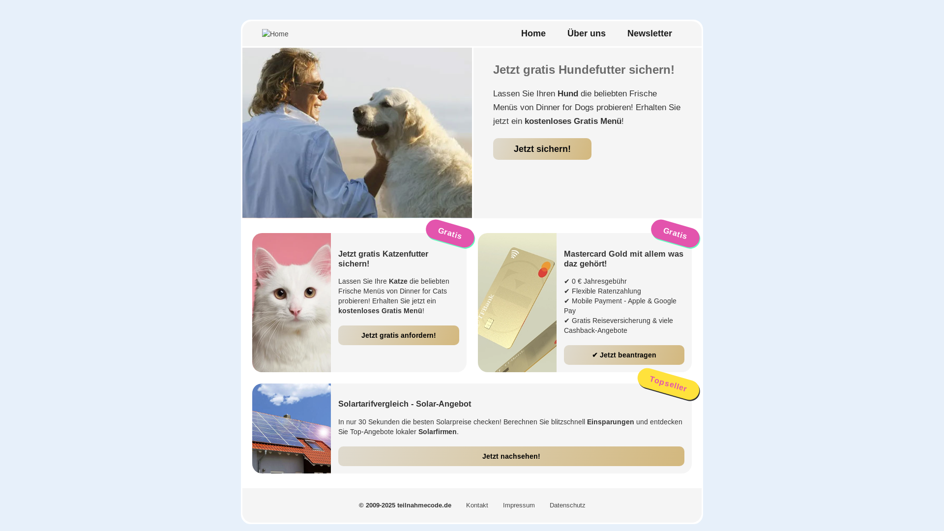 website screenshot of https://teilnahmecode.de/