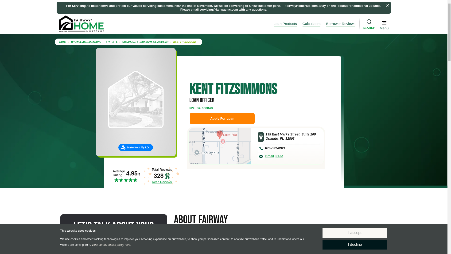 website screenshot of https://fairwayfinancewithkent.com/