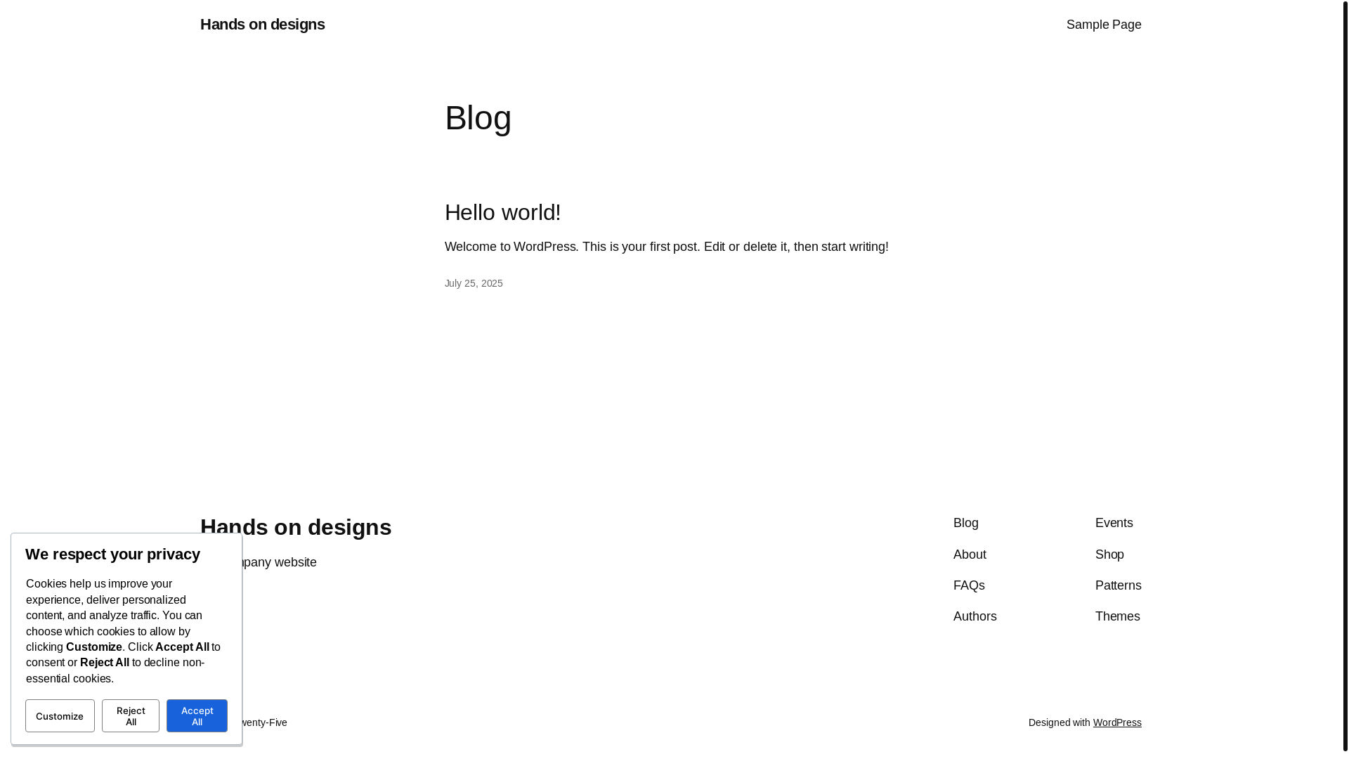 website screenshot of https://handsondesings.co.za/