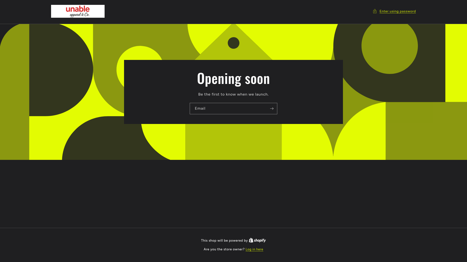 website screenshot of https://unableapparelandco.com/