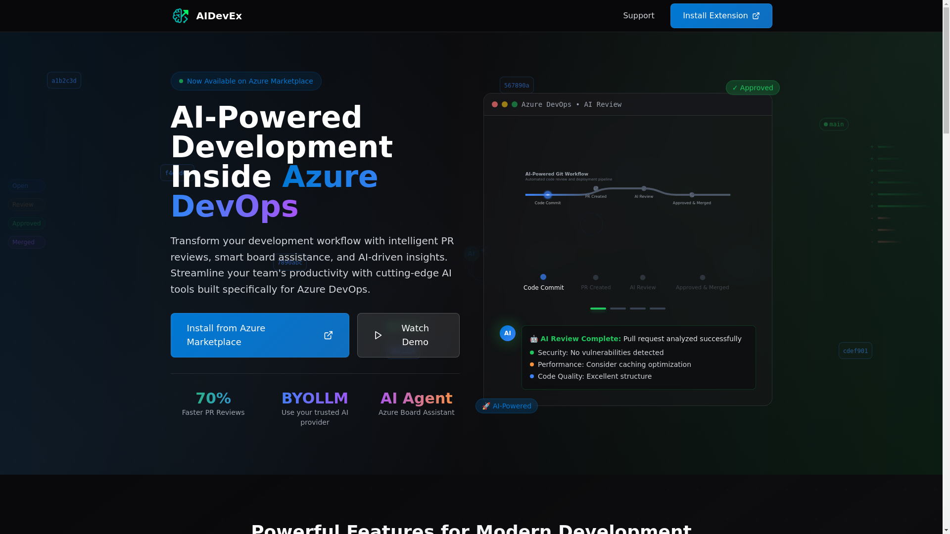 website screenshot of https://aidevex-web.pages.dev/