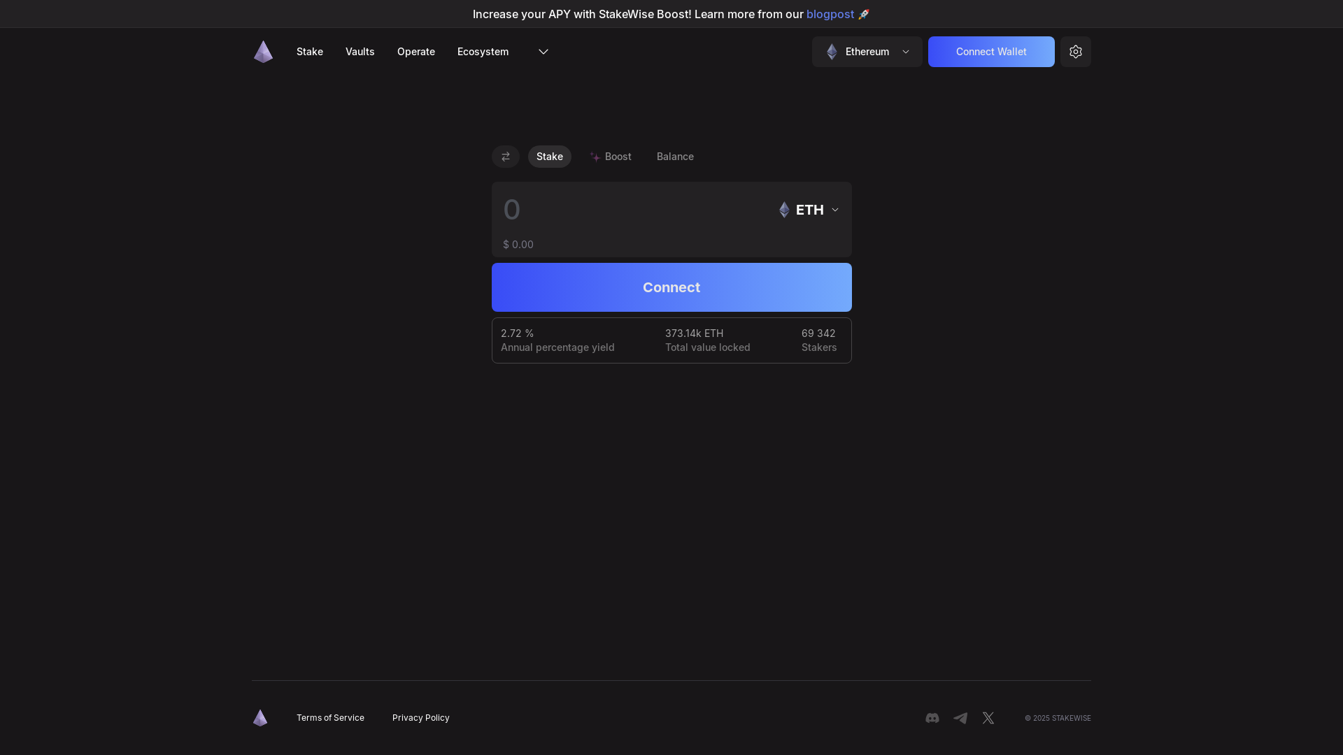 website screenshot of https://app-stakewise.com/