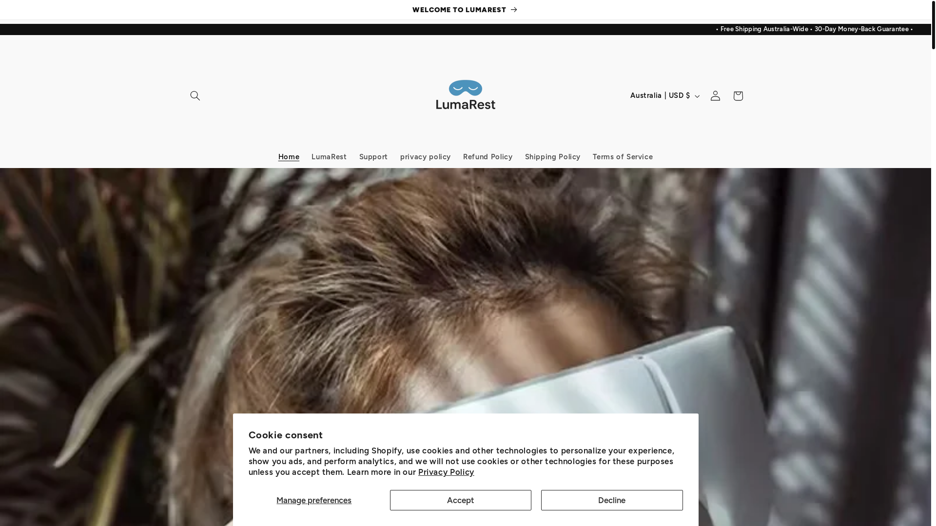 website screenshot of https://lumarest.co/