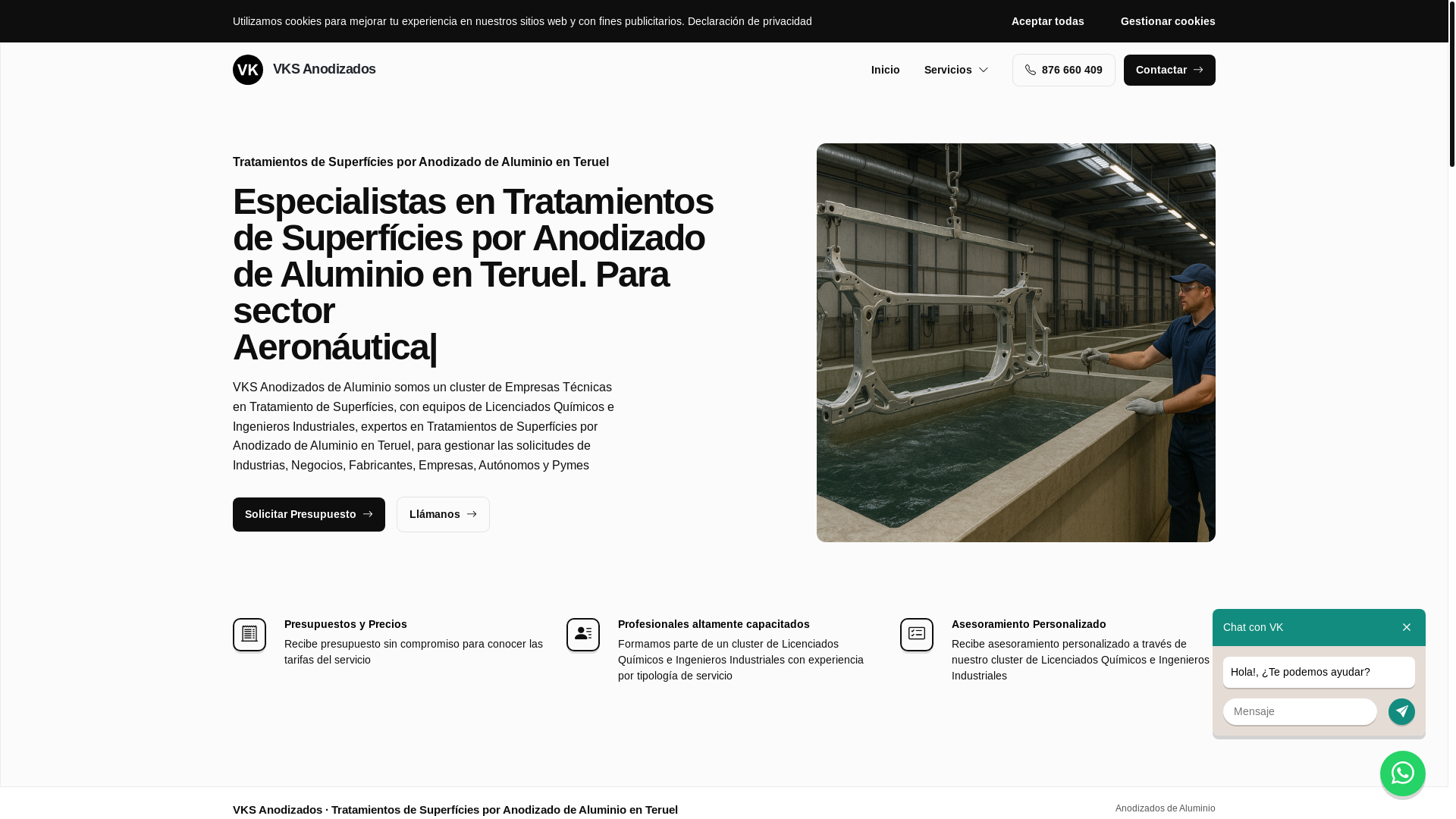 website screenshot of https://vksanodizadosteruel.es/