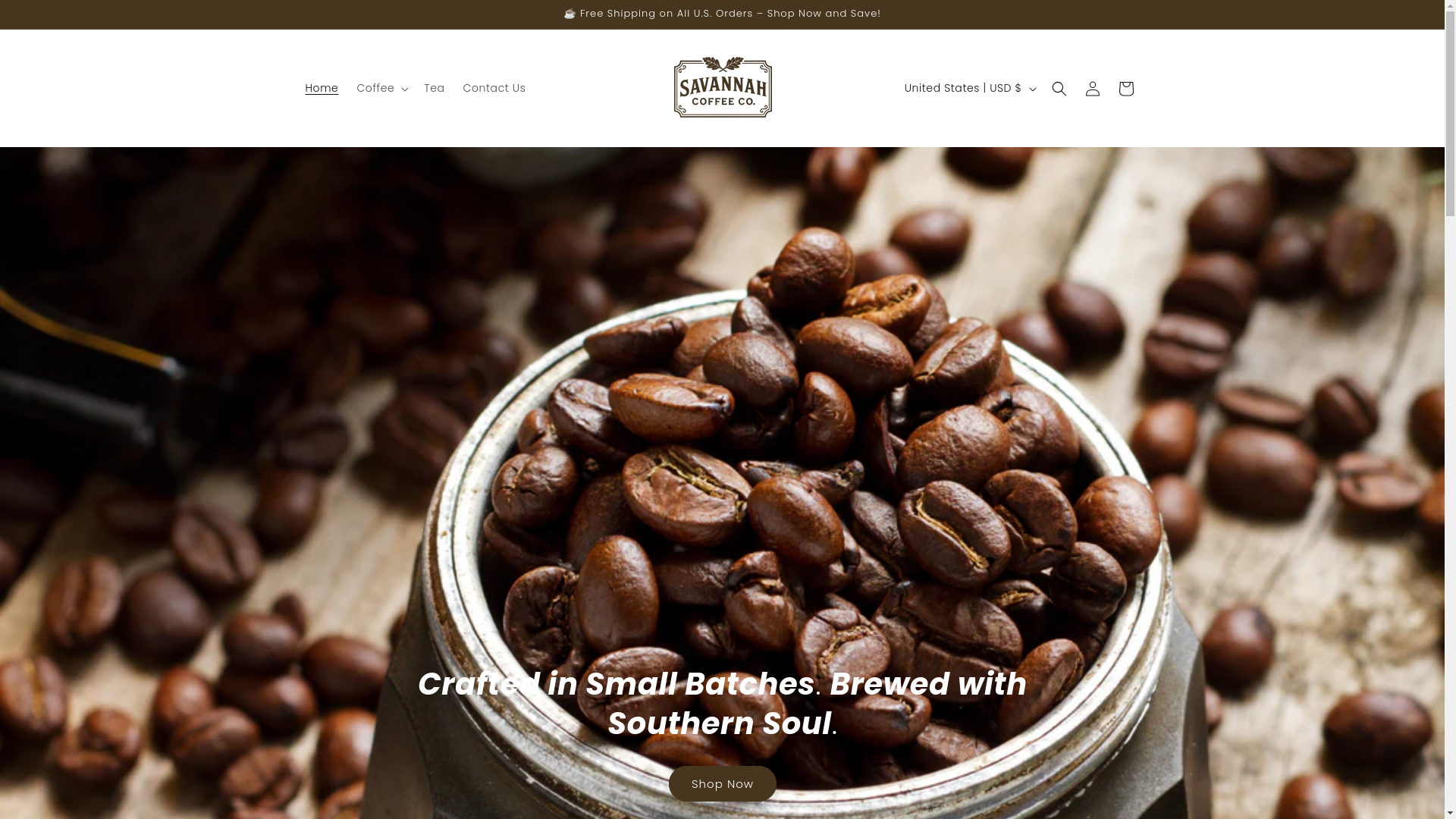 website screenshot of https://savannahcoffeeco.com/