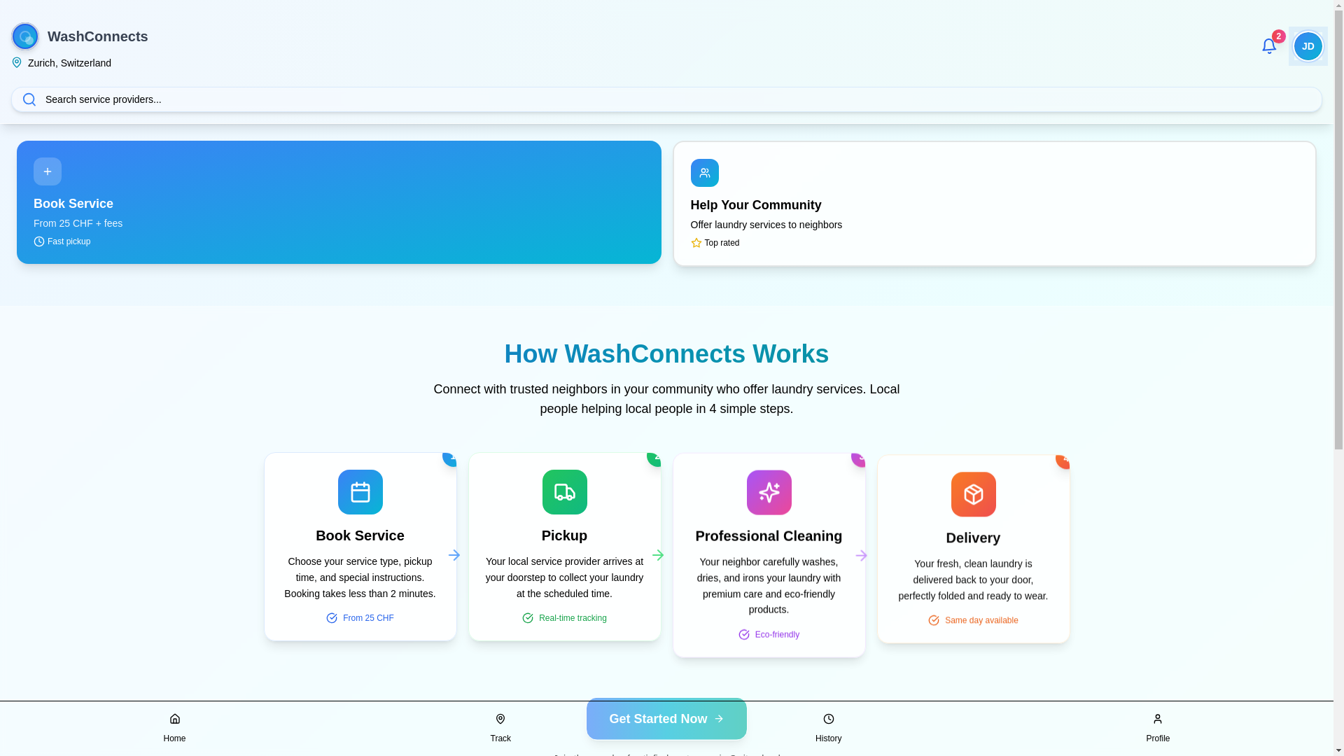 website screenshot of https://washconnects.ch/