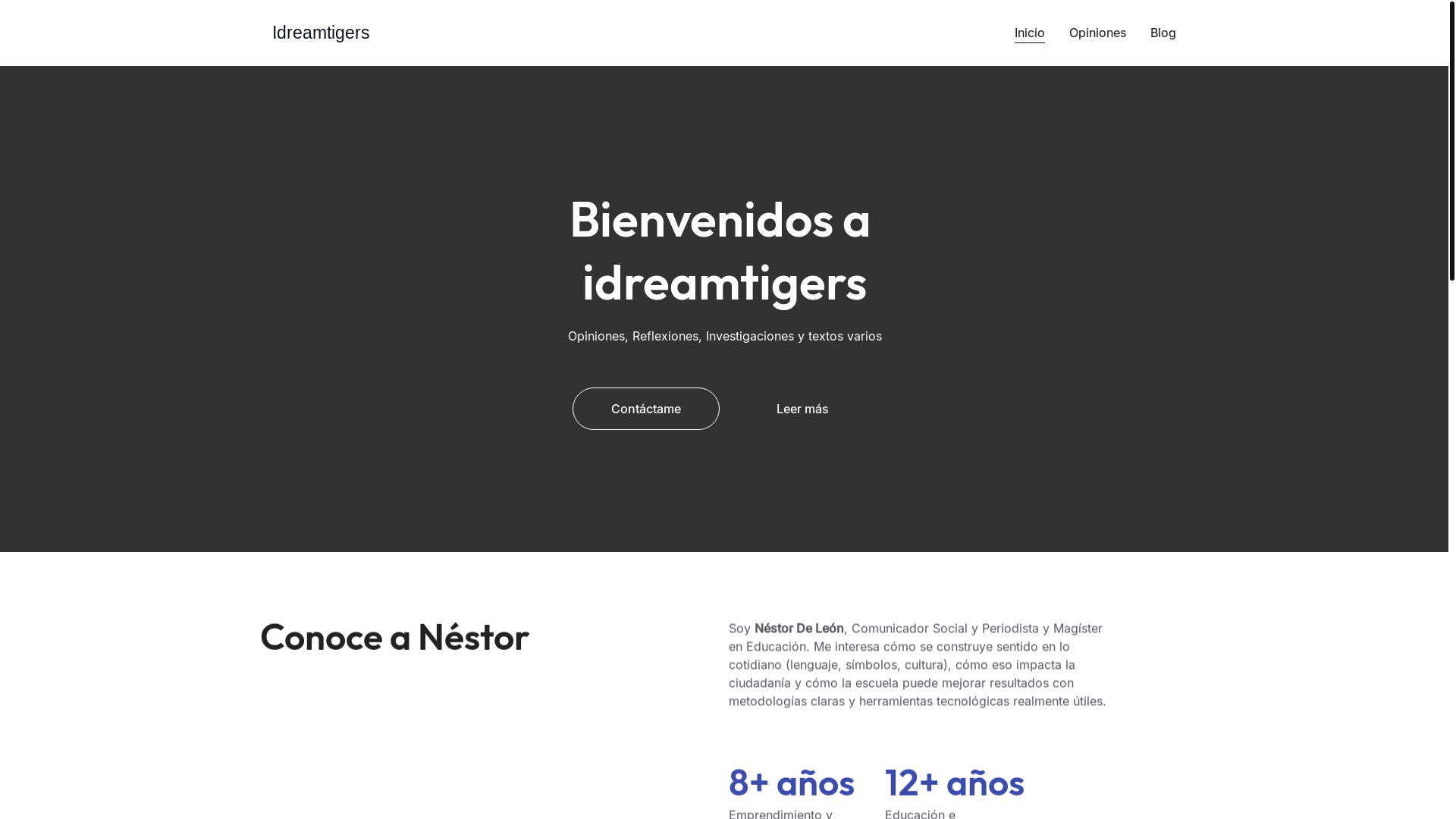 website screenshot of https://idreamtigers.com/