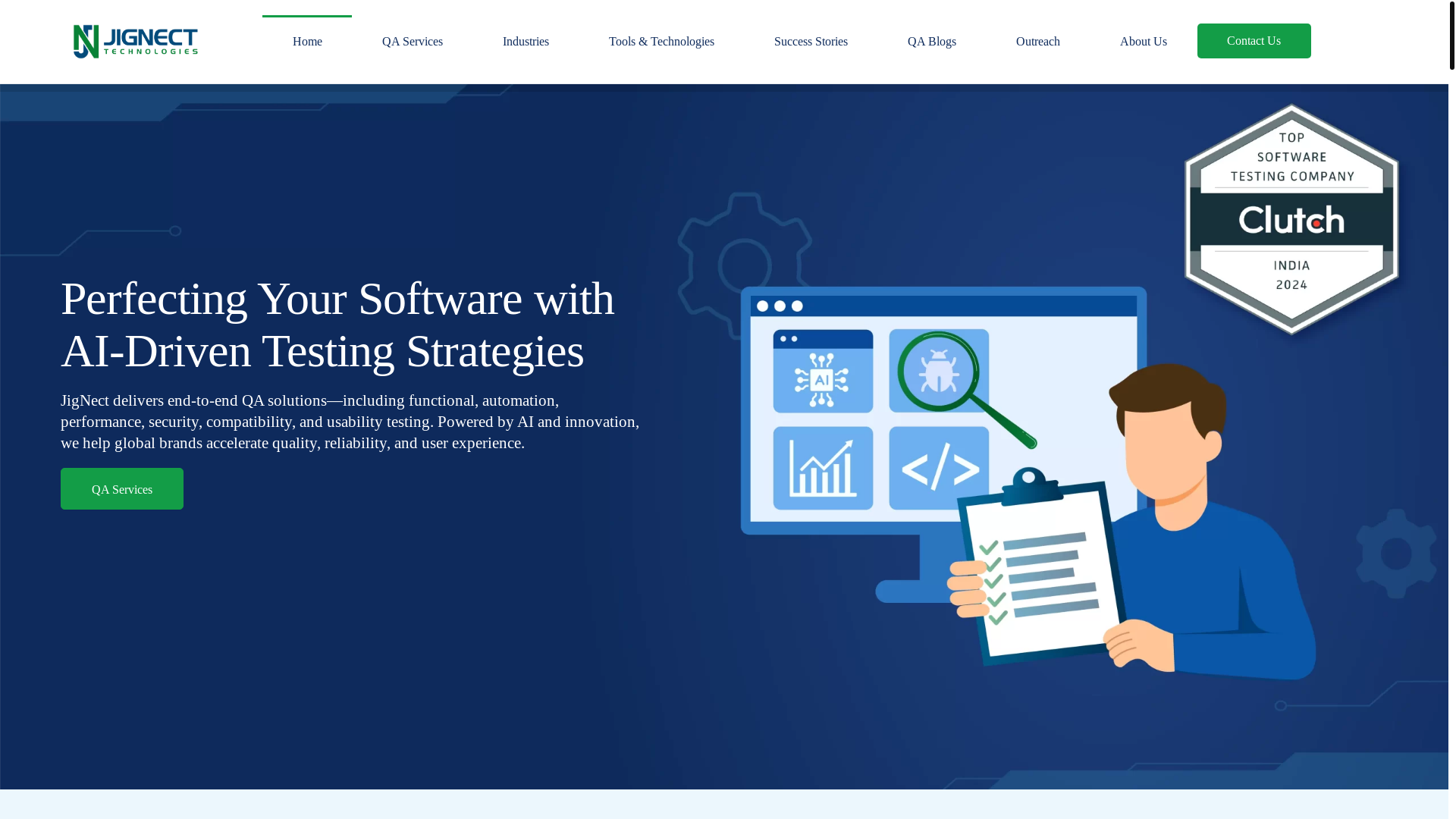 website screenshot of https://jignectqalabs.com/