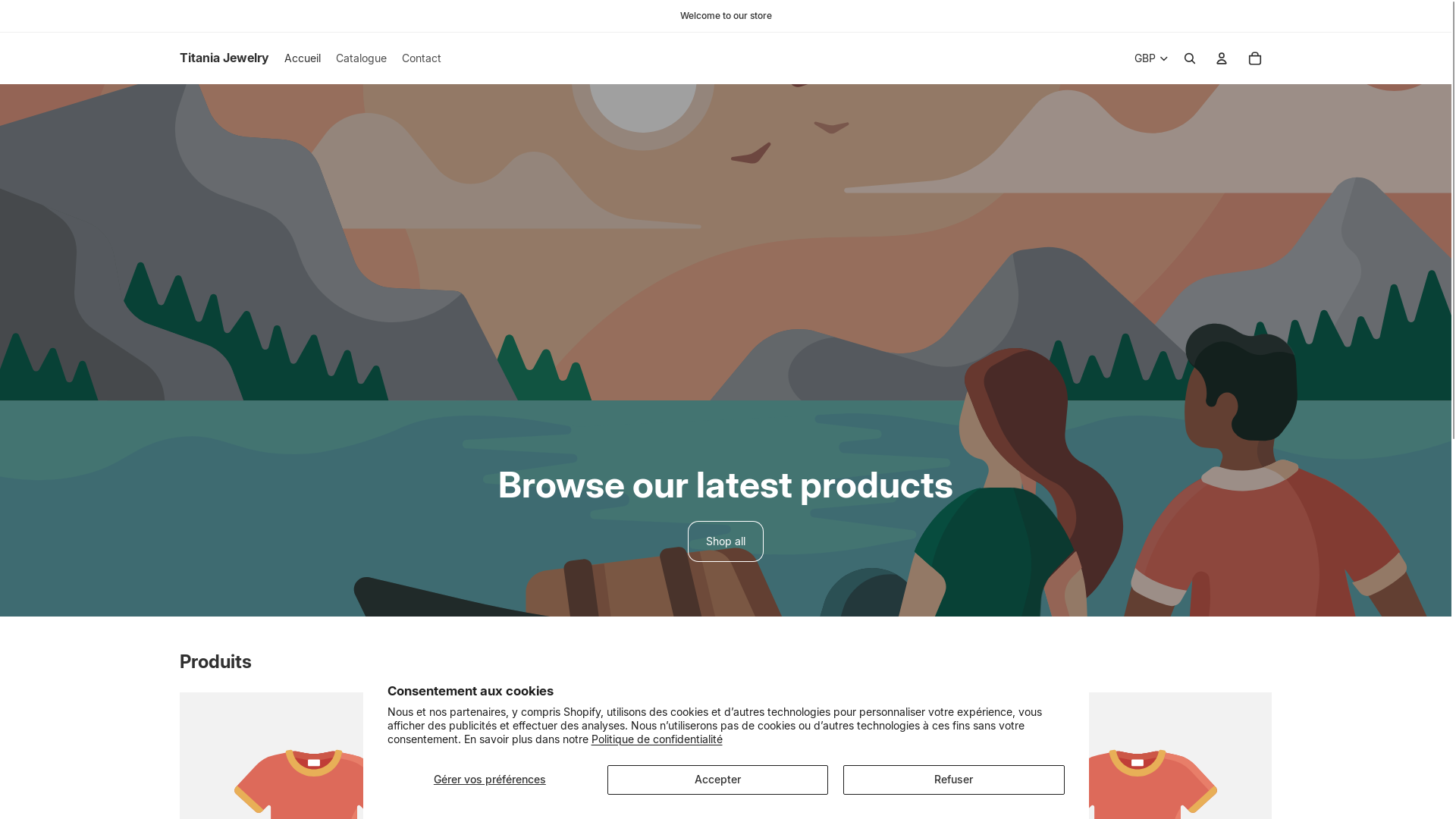 website screenshot of https://titania-jewelry.net/