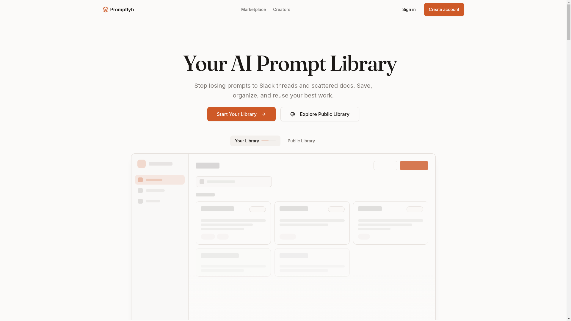 website screenshot of https://promptlyb.com