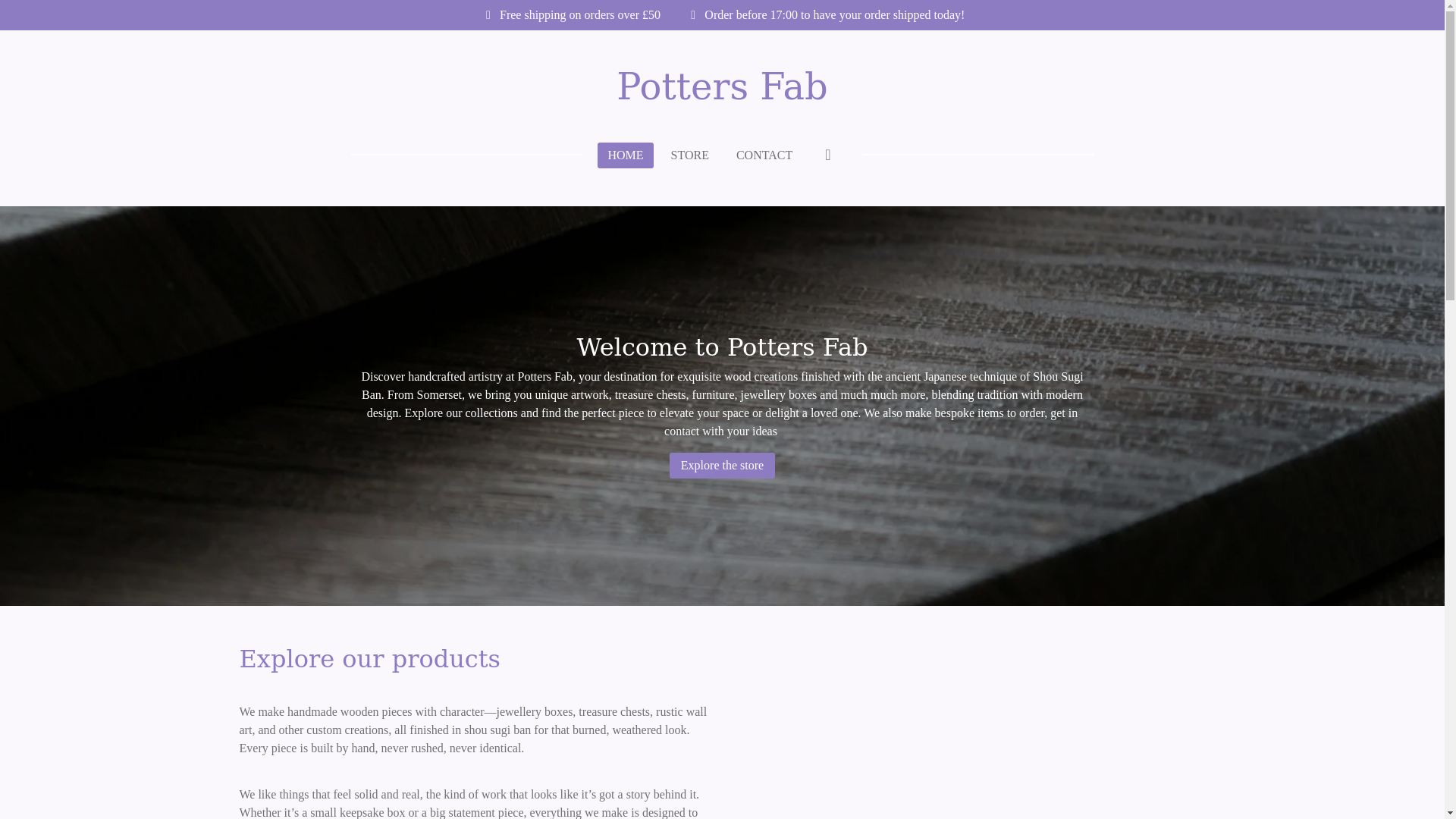 website screenshot of https://pottersfab.co.uk/