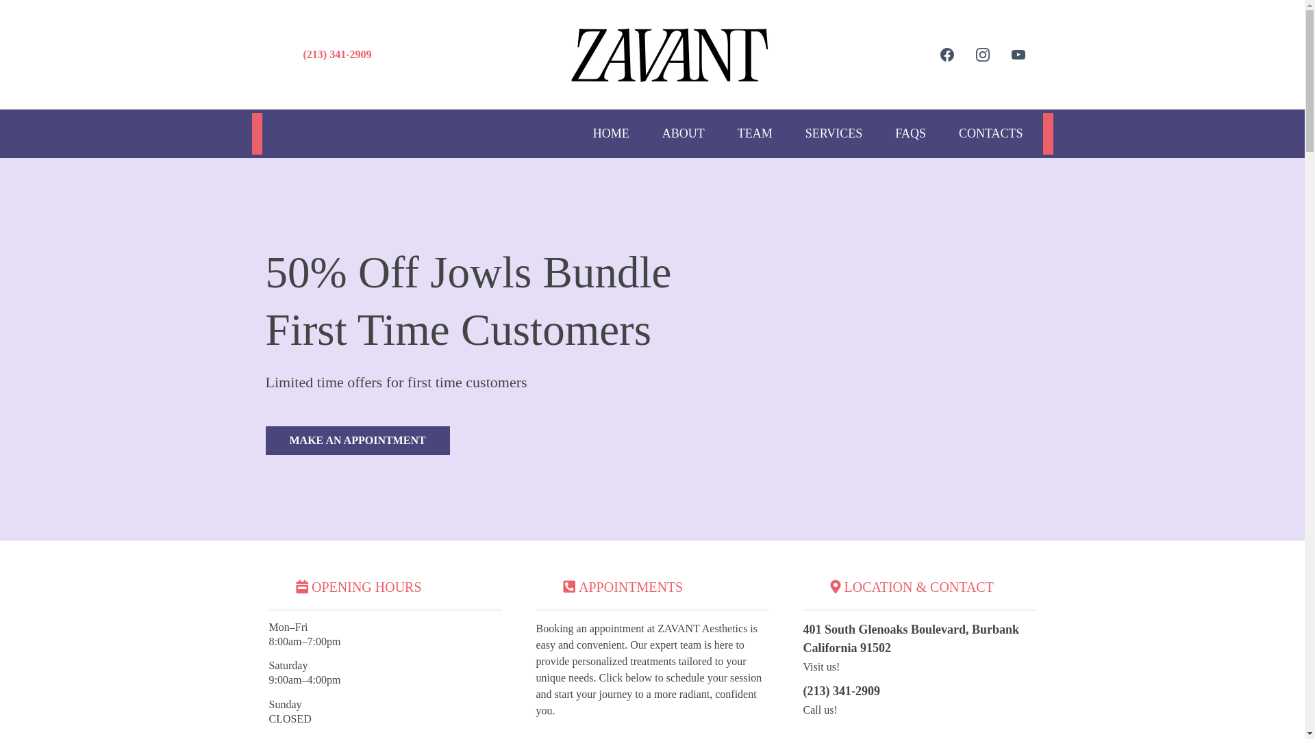 website screenshot of https://zavant-aesthetics.com/