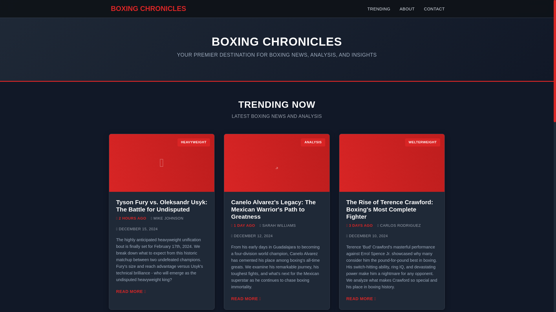 website screenshot of https://boxing-chronicles.pages.dev/