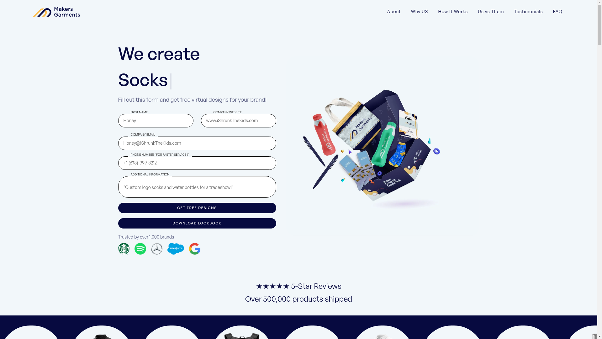 website screenshot of https://talkmakersgarmentshq.com/