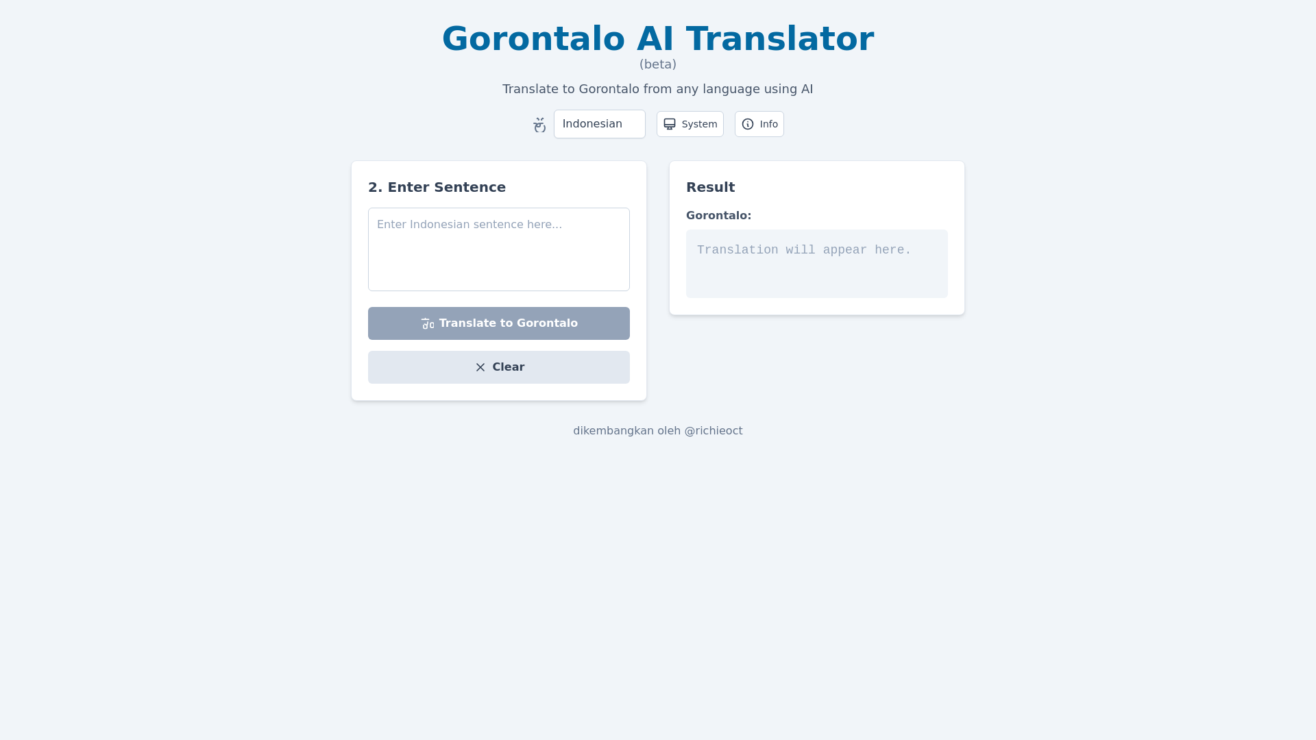 website screenshot of https://gorontalotranslatorbeta.pages.dev/