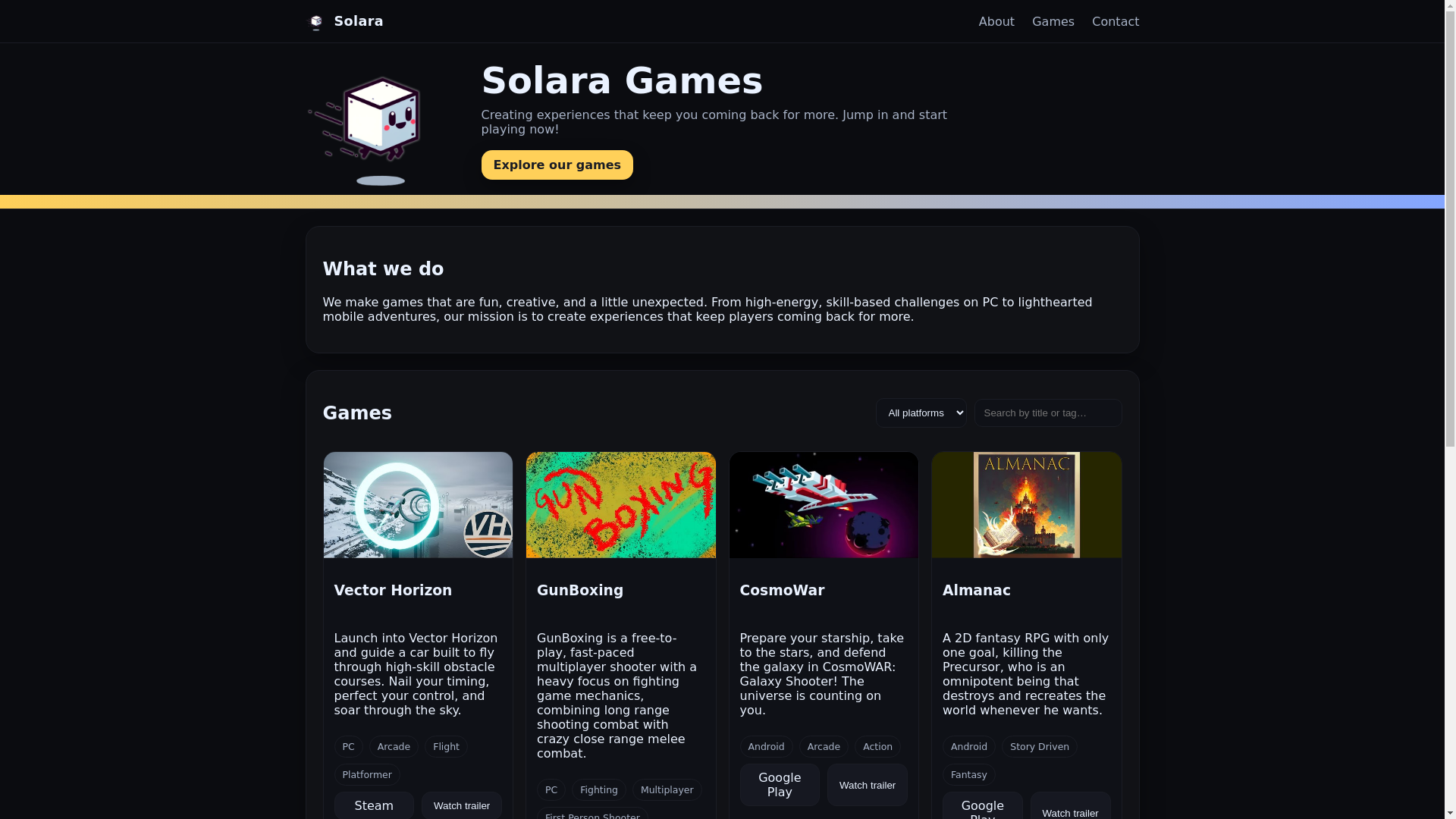 website screenshot of https://playsolara.com/