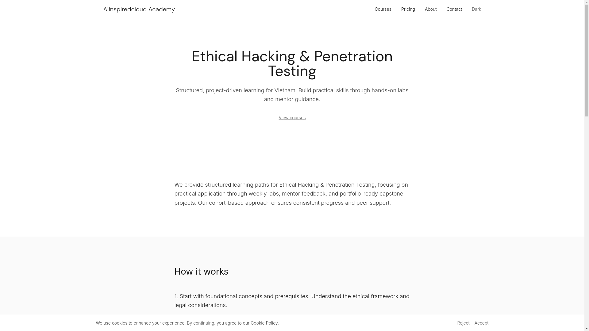 website screenshot of https://aiinspiredcloud.digital/