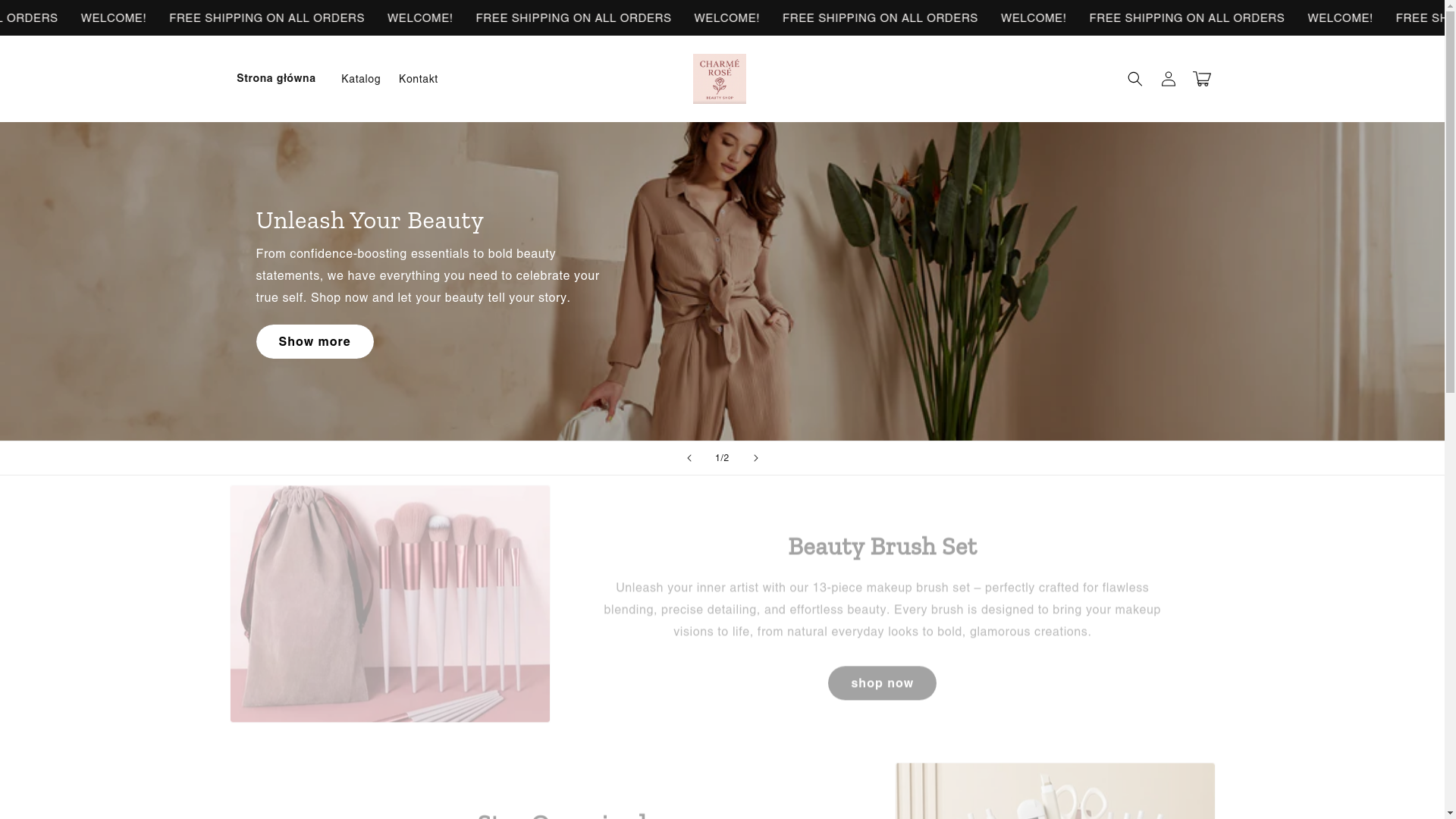 website screenshot of https://charmerose.store/