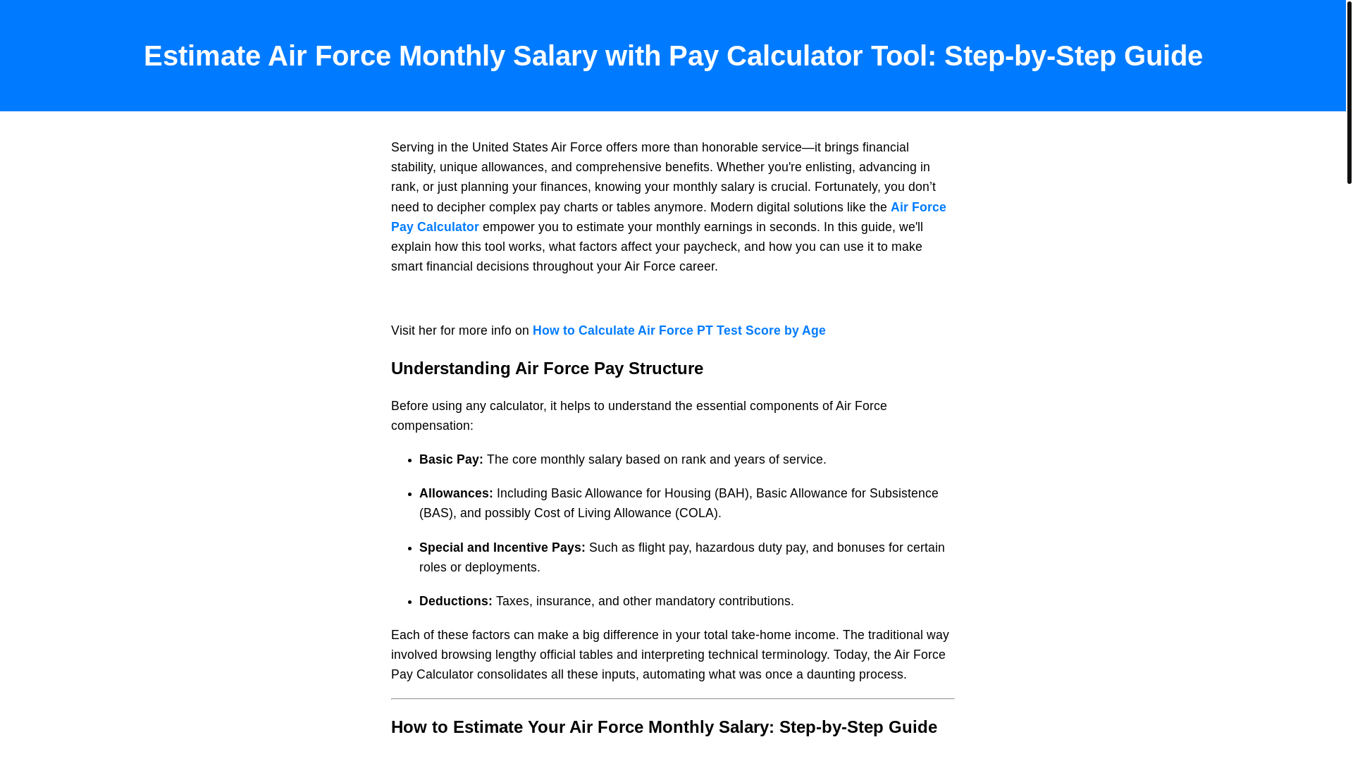 website screenshot of https://airforcepaycalc.pages.dev/