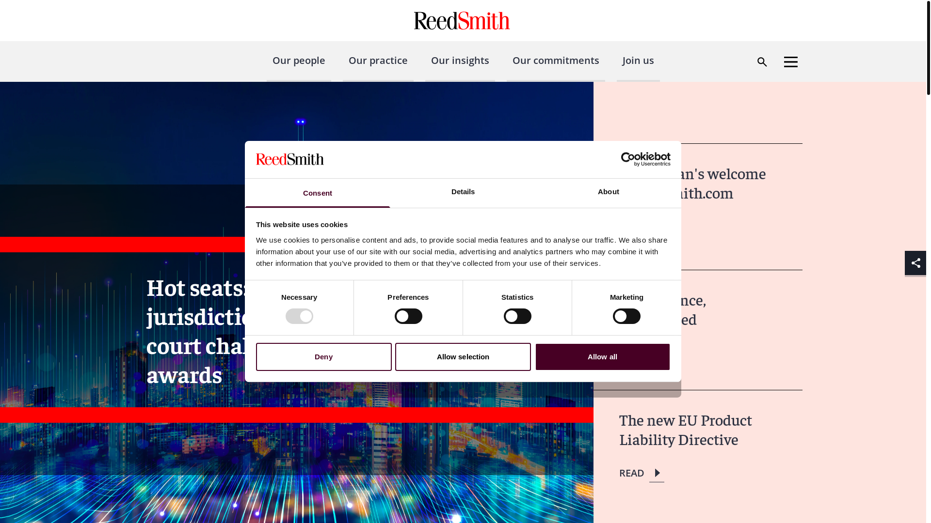 website screenshot of http://www.reedsmith.com/
