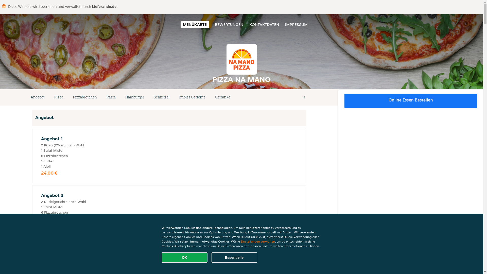 website screenshot of https://pizzanamano-gladbeck.de/