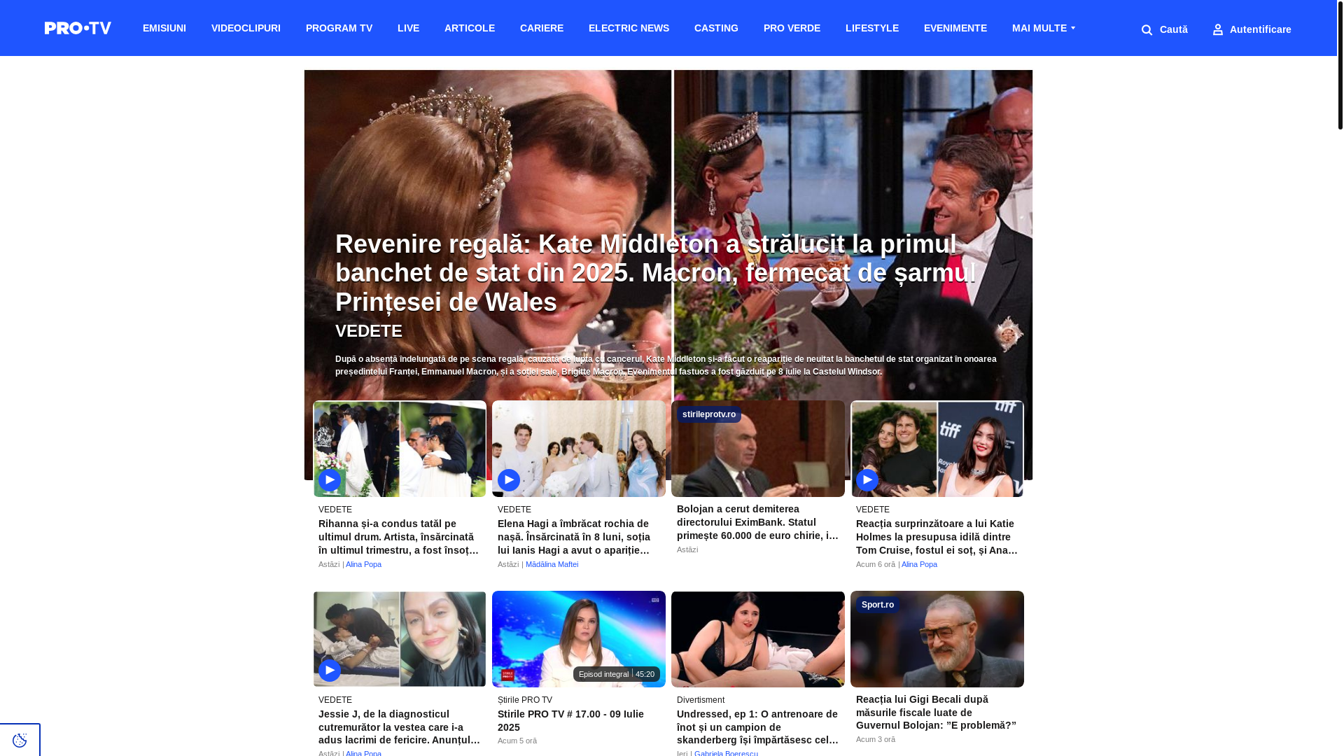 website screenshot of https://ProTV.ro