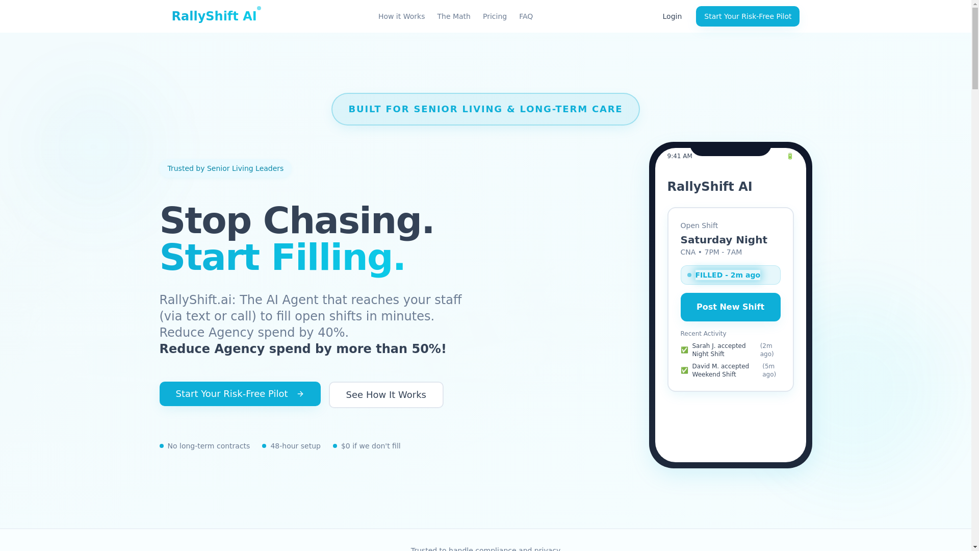 website screenshot of https://try-rallyshift.com/