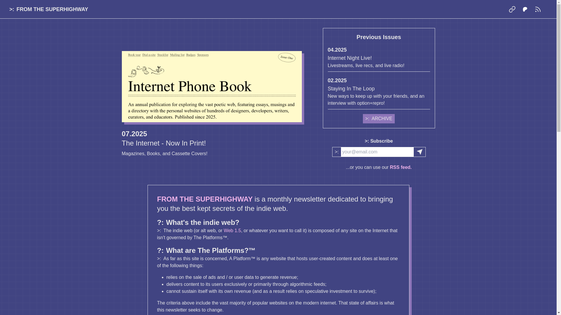 website screenshot of https://from-the-superhighway.pages.dev/