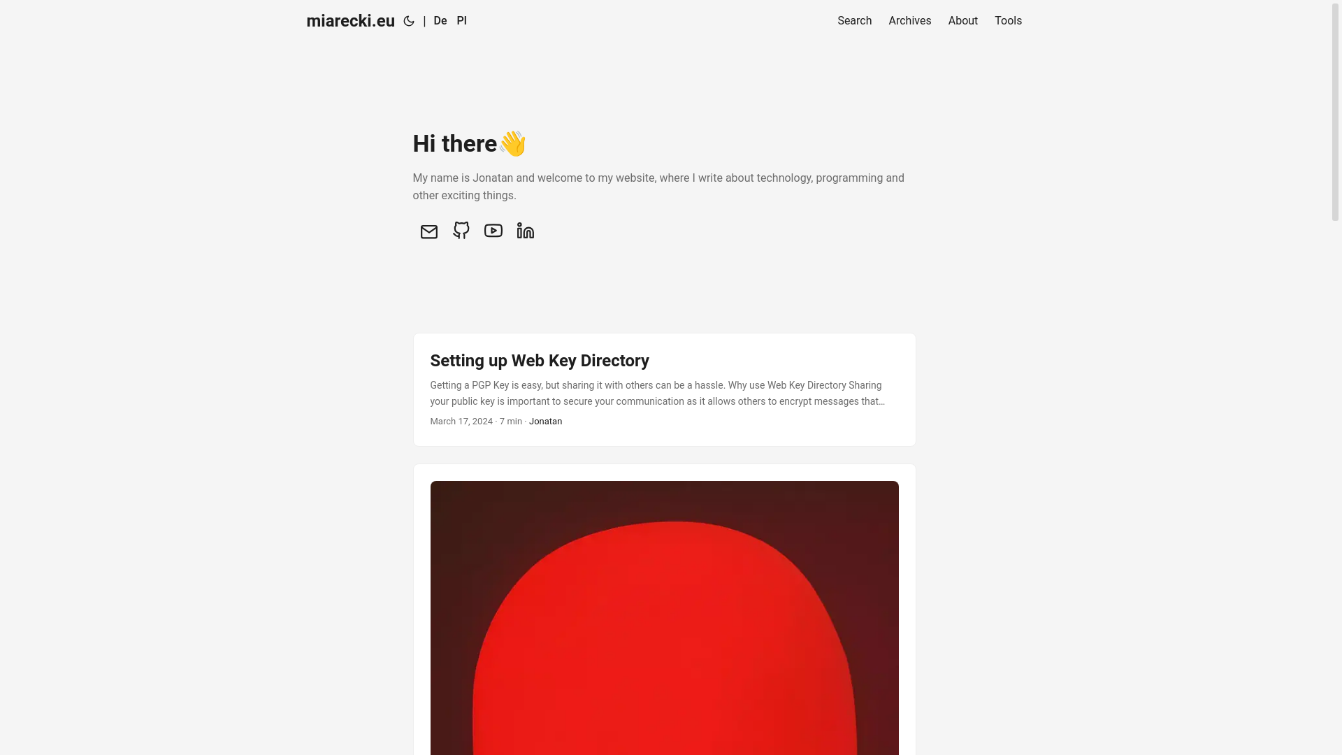 website screenshot of https://miarecki.eu/