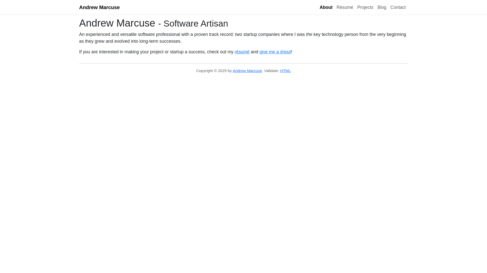 website screenshot of https://andrew.marcuse.info/