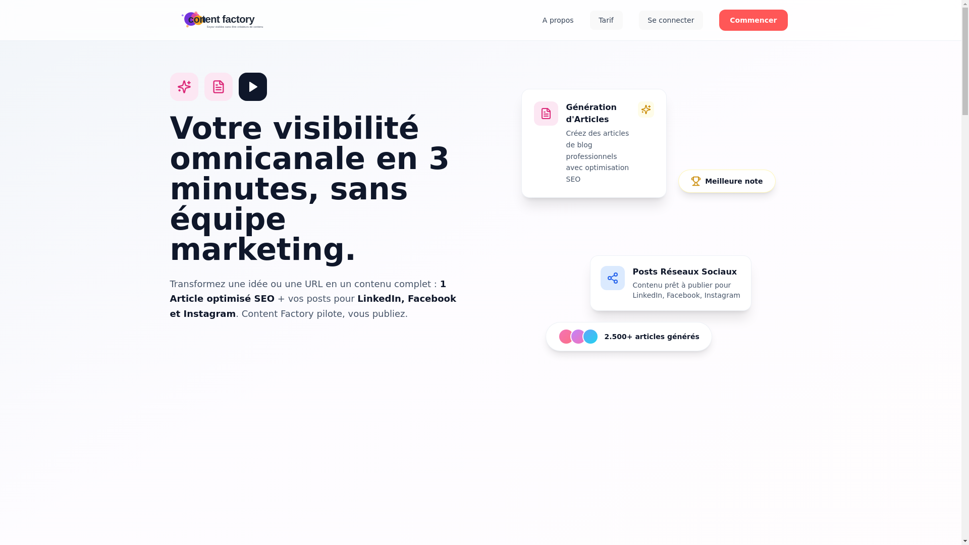 website screenshot of https://contentwarehouse.app/