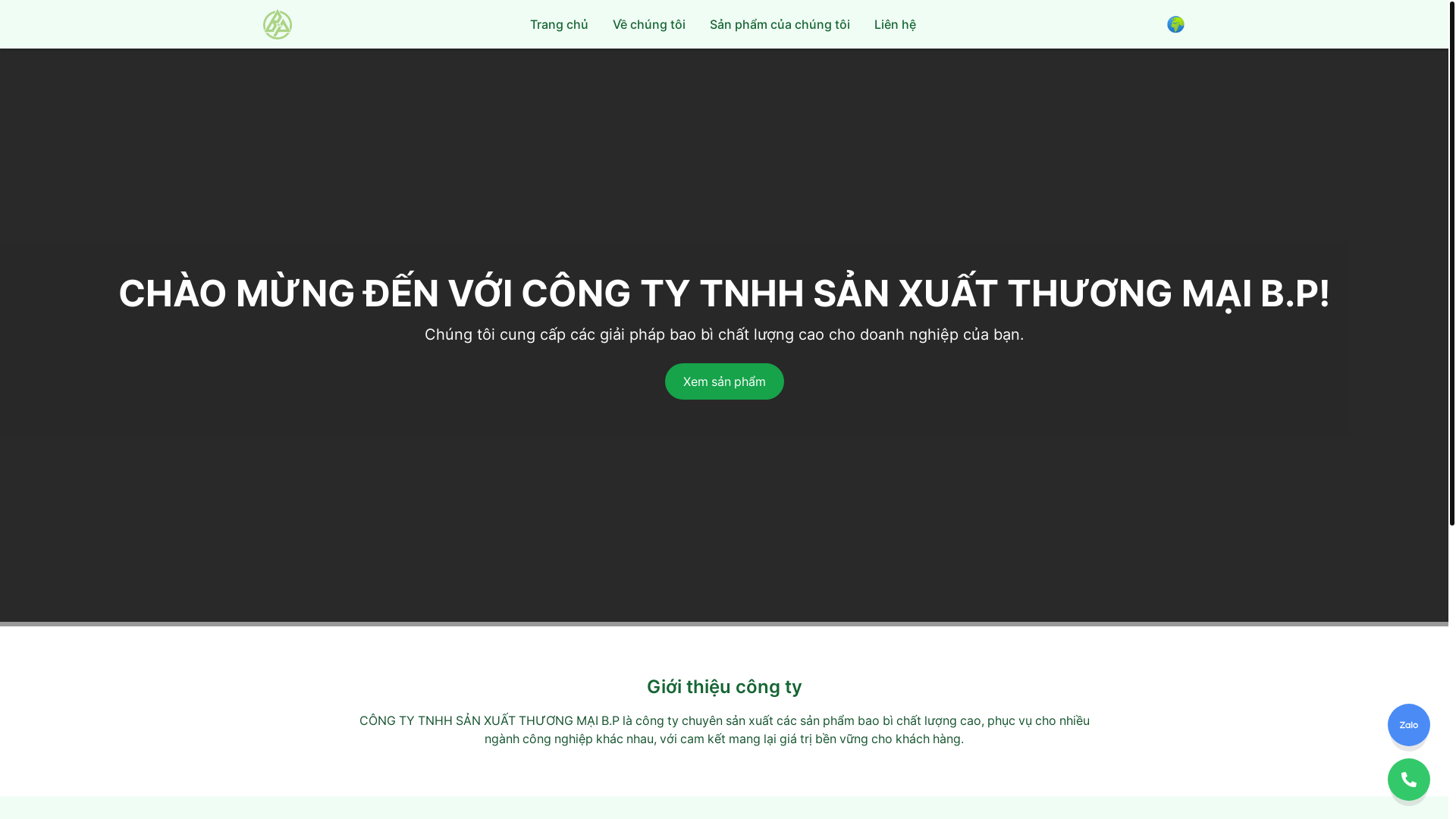 website screenshot of https://bppackaging.net/