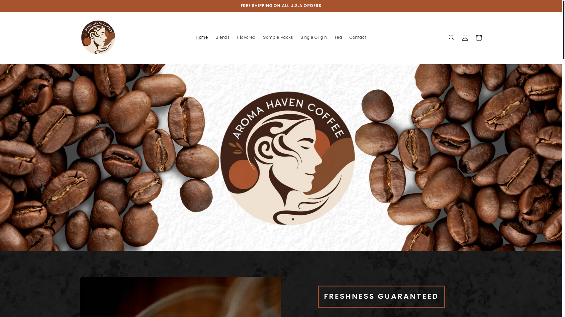 website screenshot of https://aroma-haven-coffee.com/
