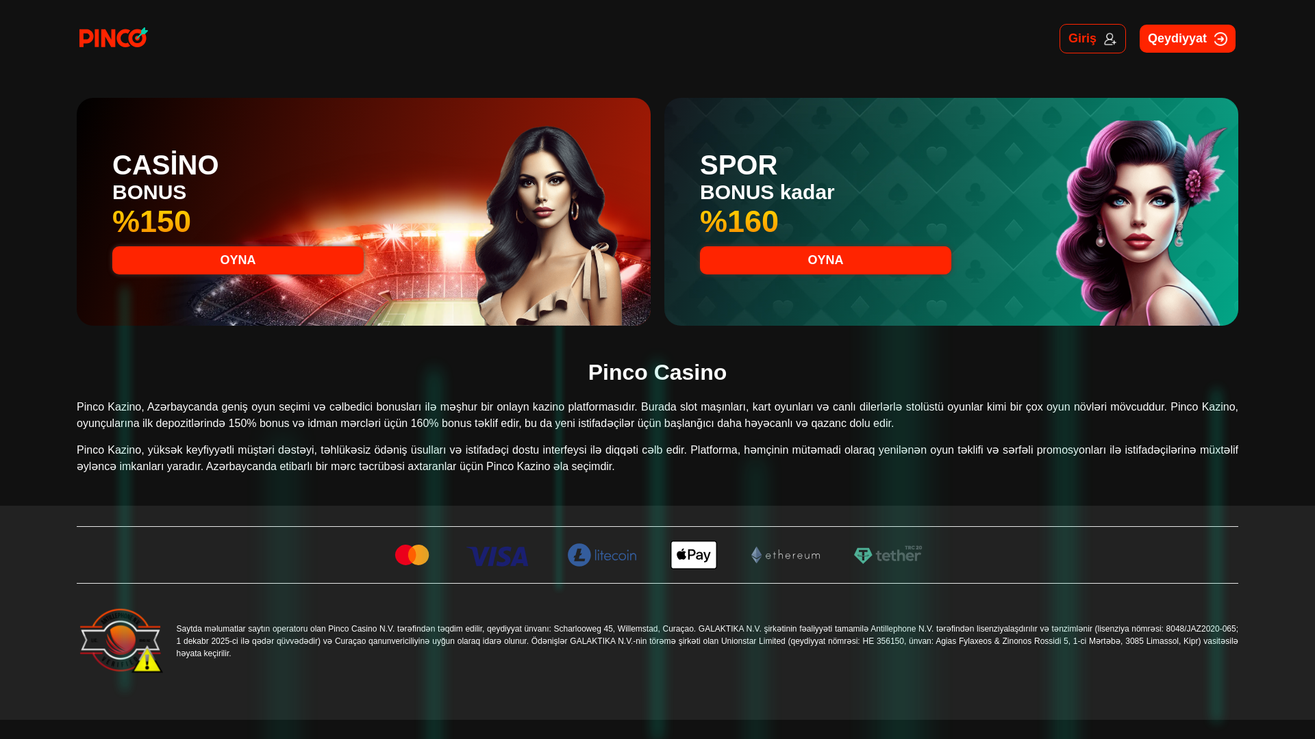 website screenshot of https://pinco-casino-official.cc/