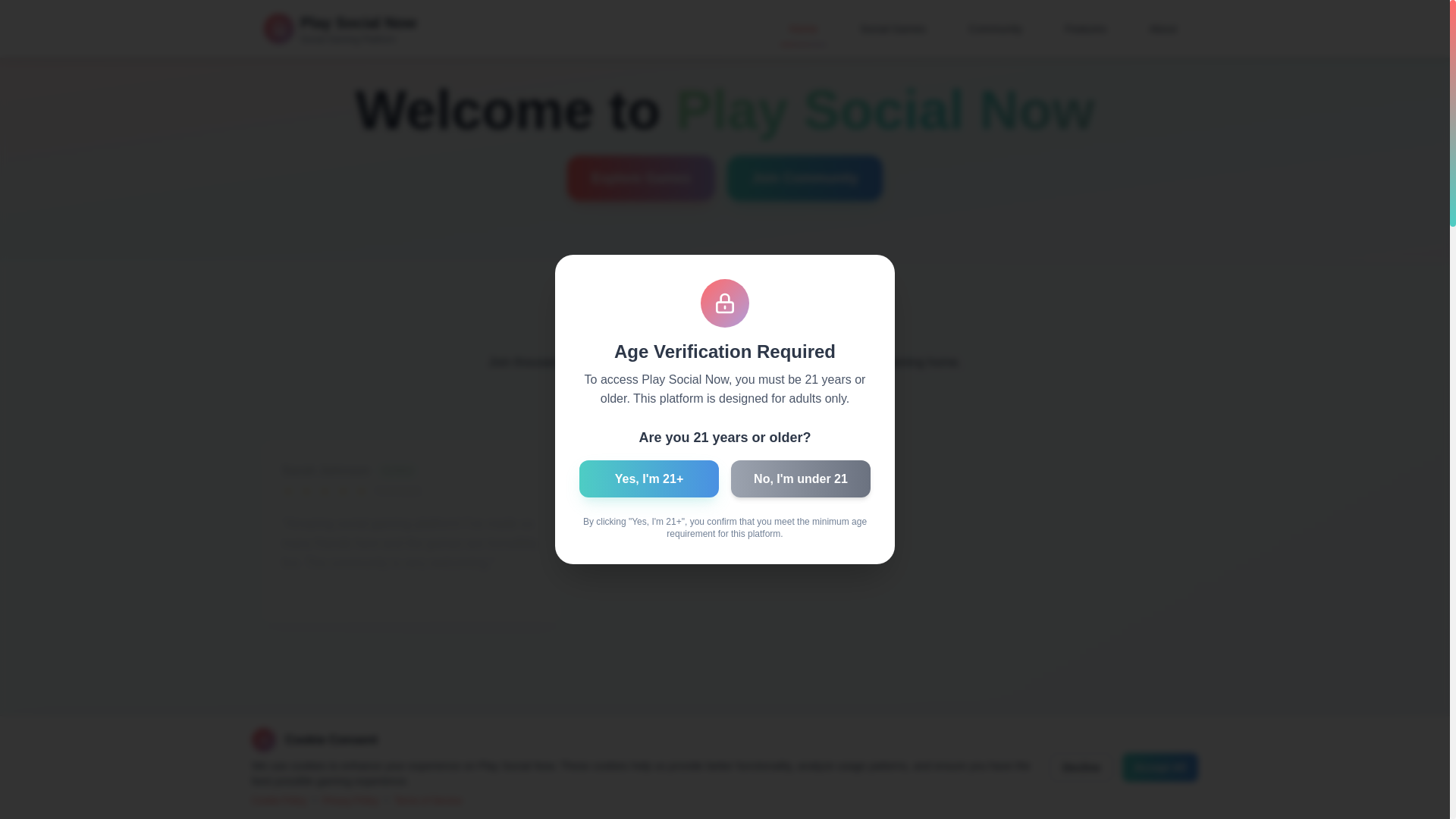 website screenshot of https://playsocialnowsh.com/