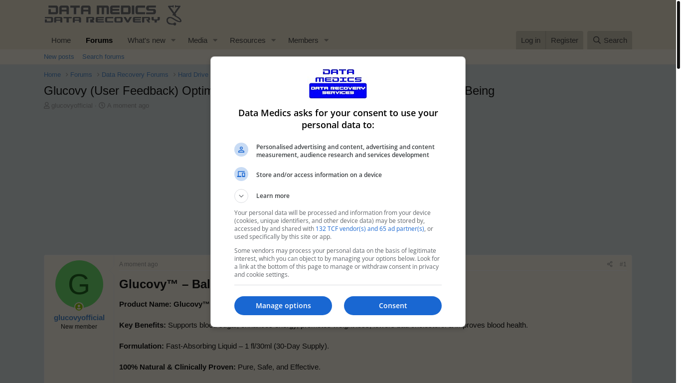 website screenshot of https://www.data-medics.com/forum/threads/glucovy-user-feedback-optimal-cardiovascular-function-for-long-term-well-being.91315/