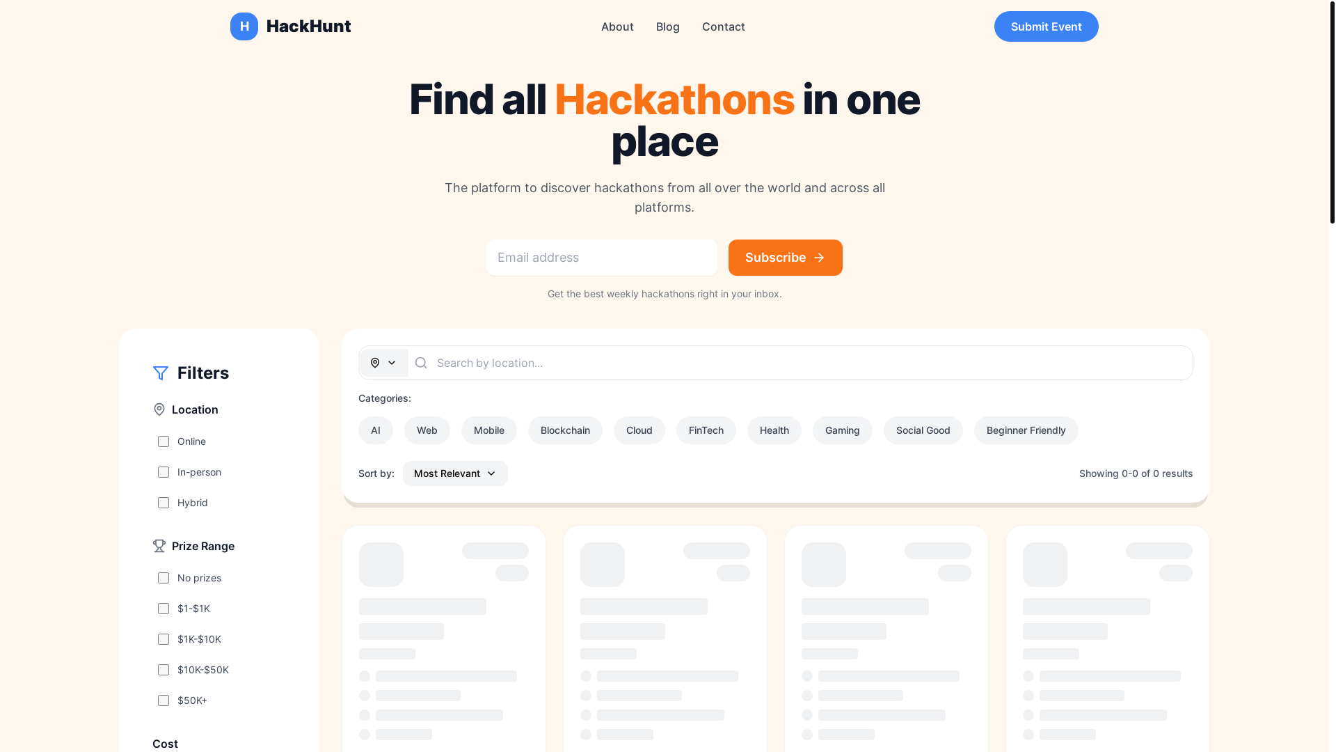 website screenshot of https://hackhunt.pages.dev/