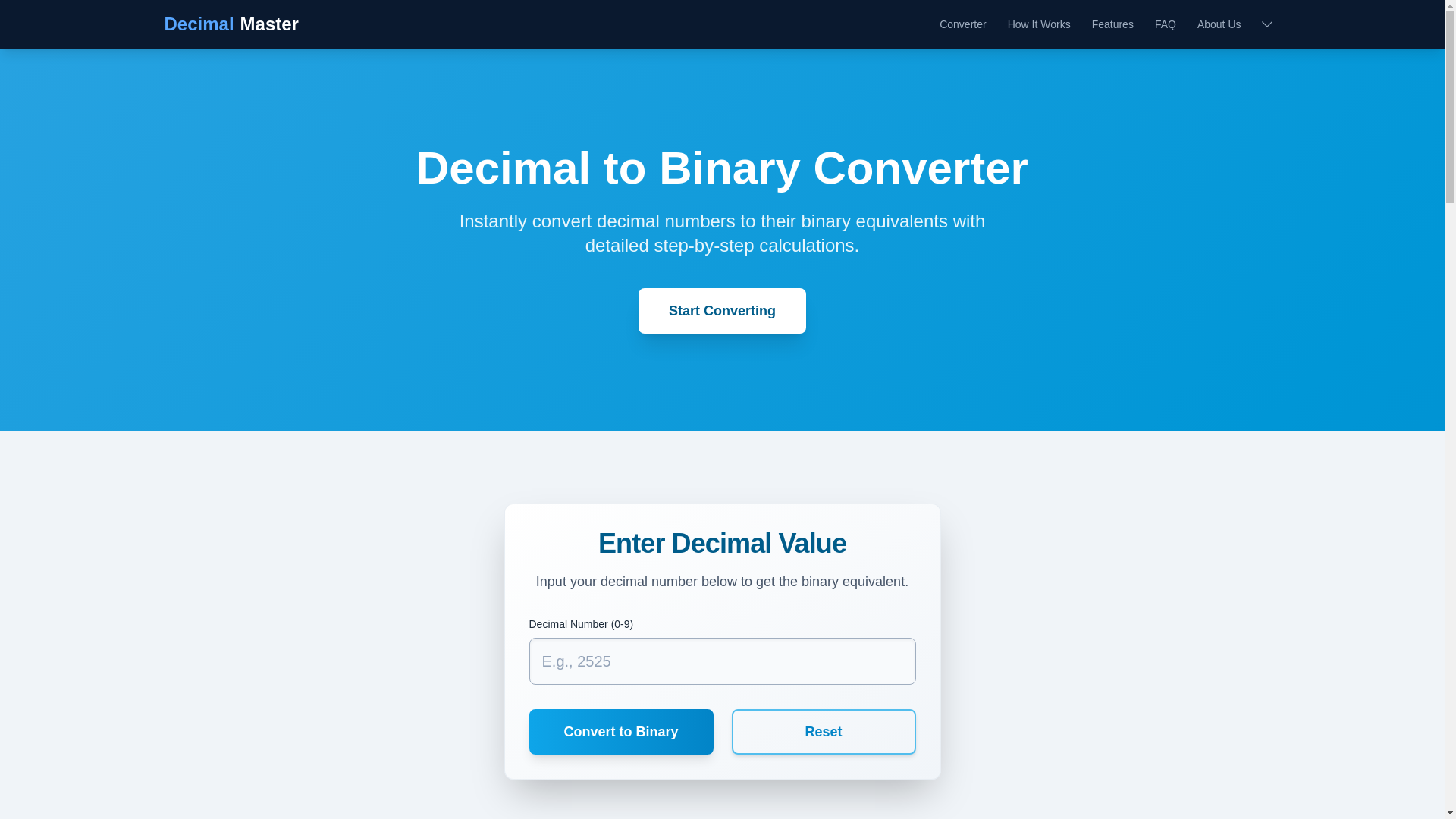website screenshot of https://decimal-to-binary-converter.pages.dev/