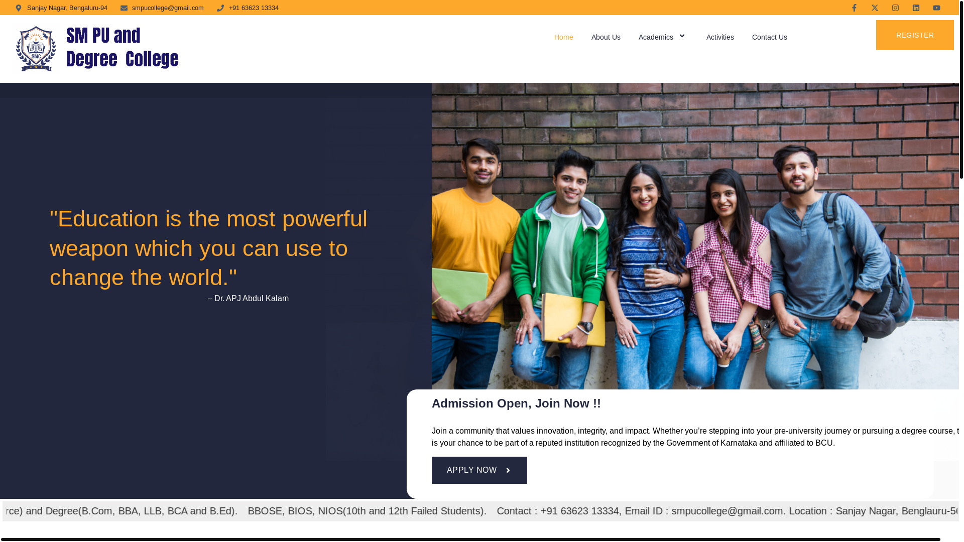 website screenshot of https://smpuanddegreecollege.com/