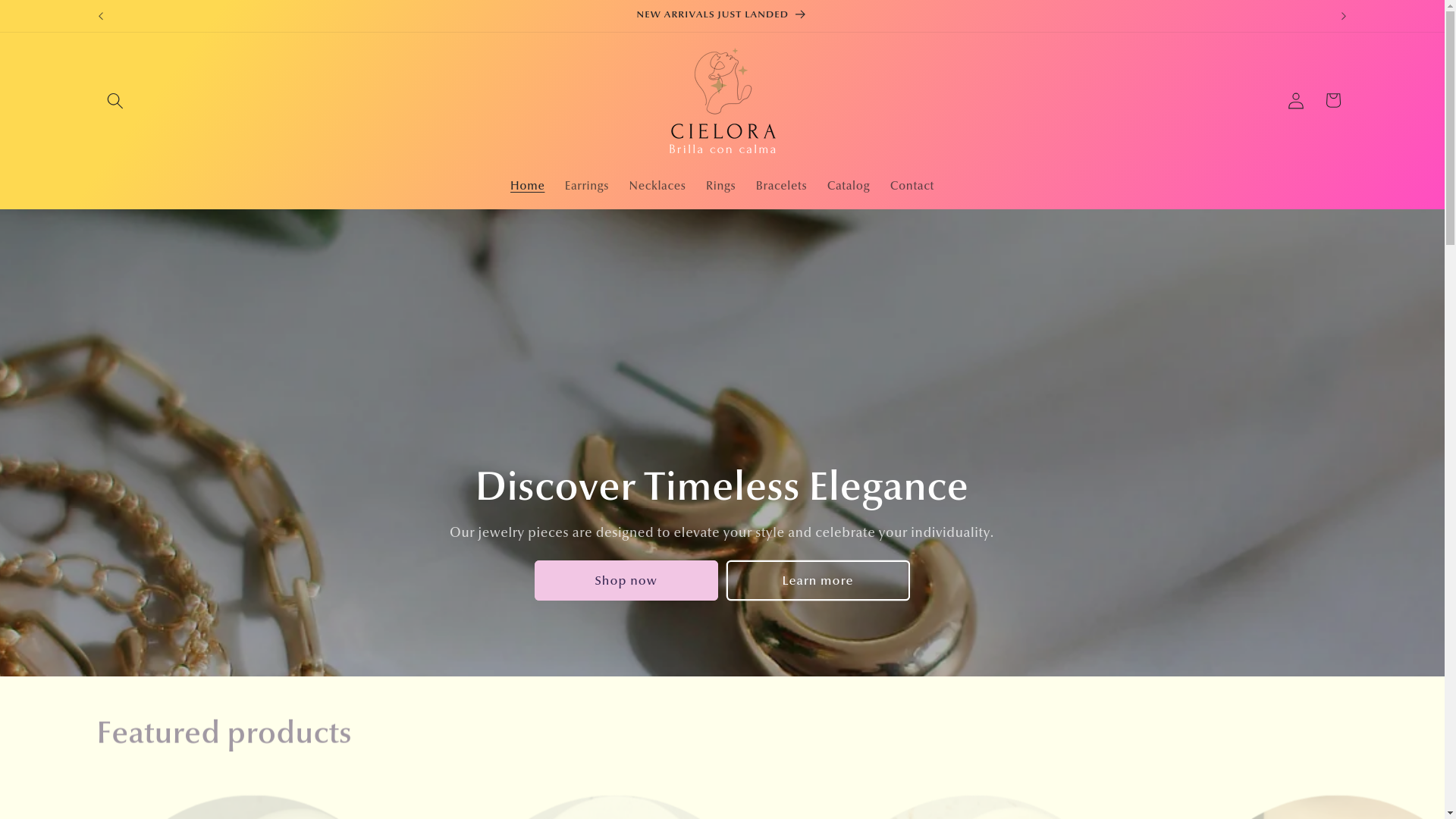 website screenshot of https://cielorajewelry.com/