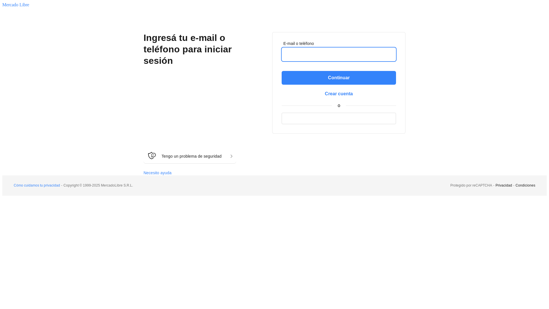 website screenshot of https://www.mercadolibre.com/jms/mla/lgz/msl/login/H4sIAAAAAAAEAzVP267CQAj8F549rWniqenj-ZENbmkl7i0s9RLjvx9W4xMwzAzME0JeOTl9FIIJ6F4Ce1bYQQmoS5boeLZFDAZVVvqO2CgoGElJKkzPZrTS_EcmalYLhkpGwk3Pbgn5Ztj7lmFcHd1NlzC4G52uTG37VazZhrNqqVPfxwd6n7ekXSTxOOfAJ6HO59ih9Fbiltijck4_RWghoeSpwmtnflWdCvoLTCob2S-lxXuTPzl-h-N-Pw7jaM3hMBzh9Q9YTNXeEQEAAA/user