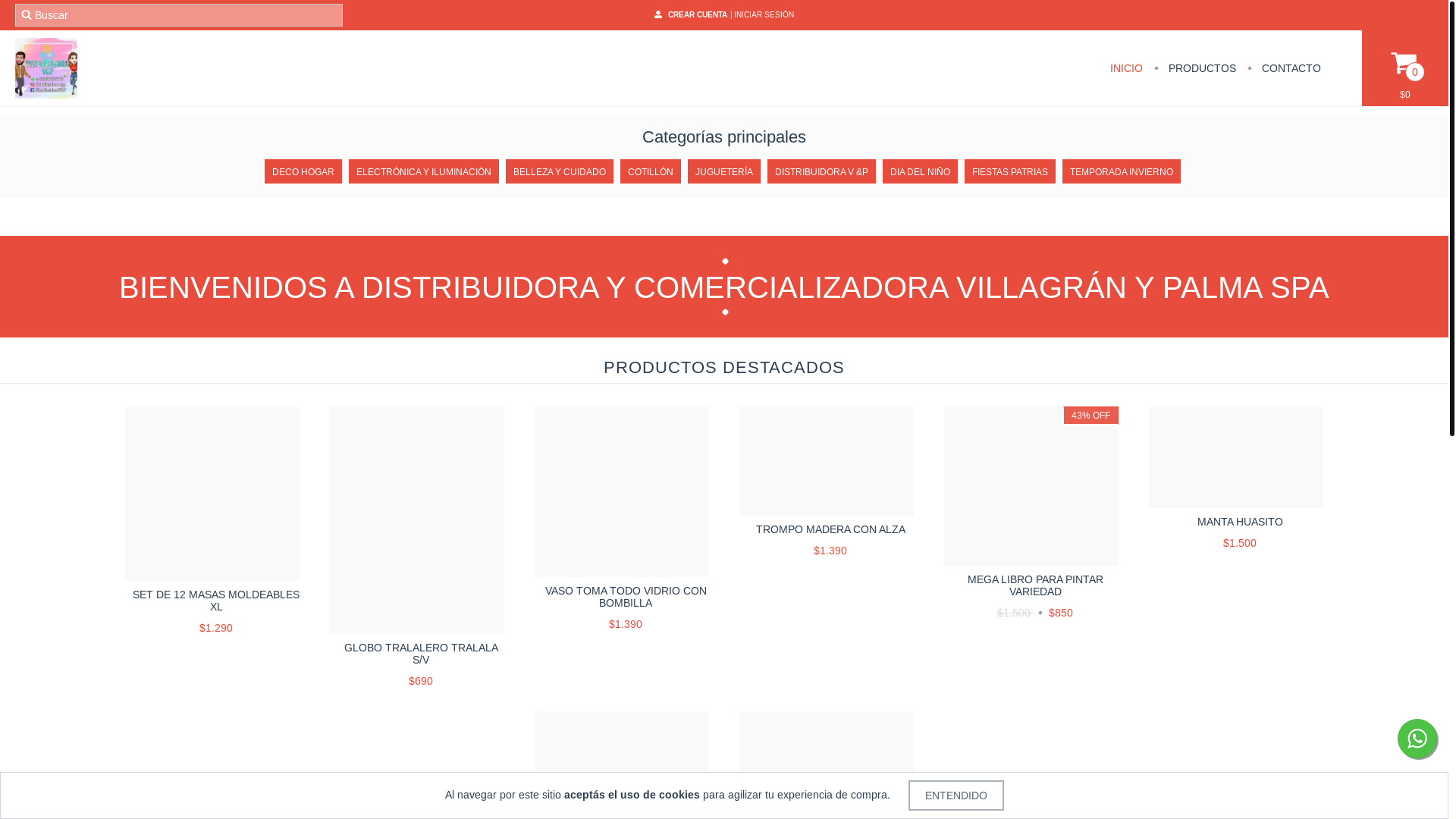 website screenshot of https://distribuidoravyp.cl/