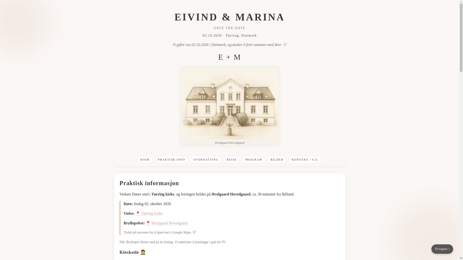 website screenshot of https://eivindogmarina.no/