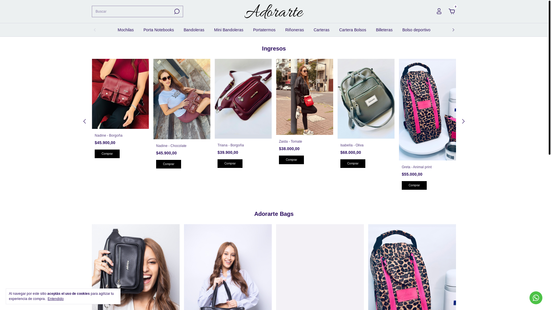 website screenshot of https://adorartebags.com.ar/