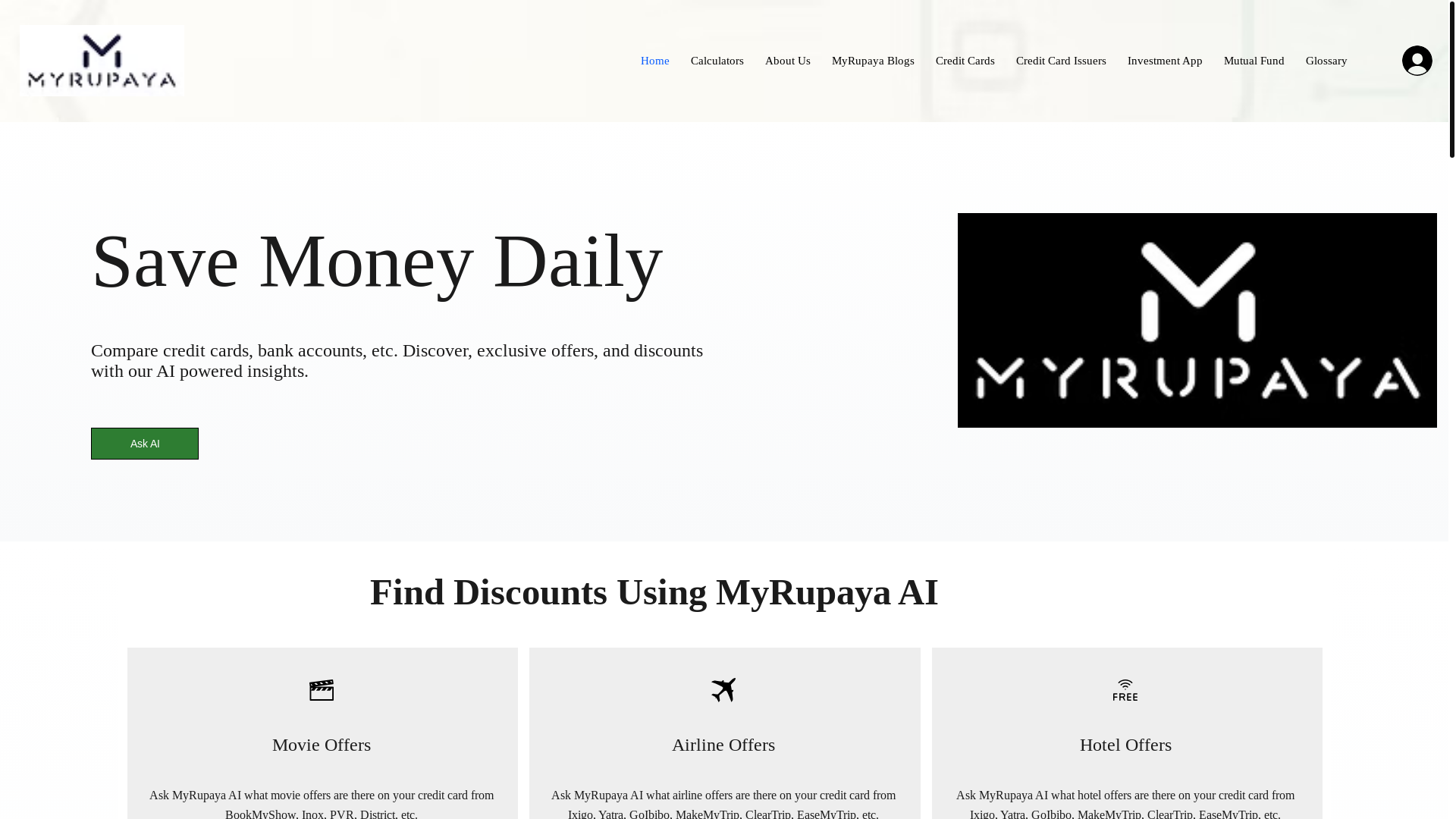 website screenshot of https://www.myrupaya.in